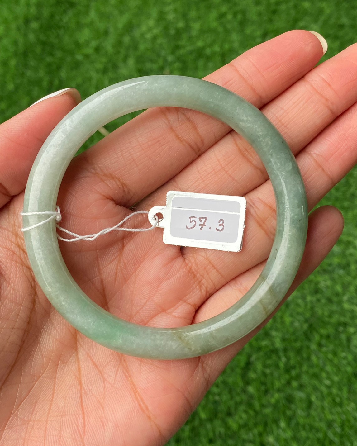 JB57006 หยก พม่า แท้ Jade กำไลหยก 57.3 มม. (Jadeite bracelet) พม่า (Myanmar)