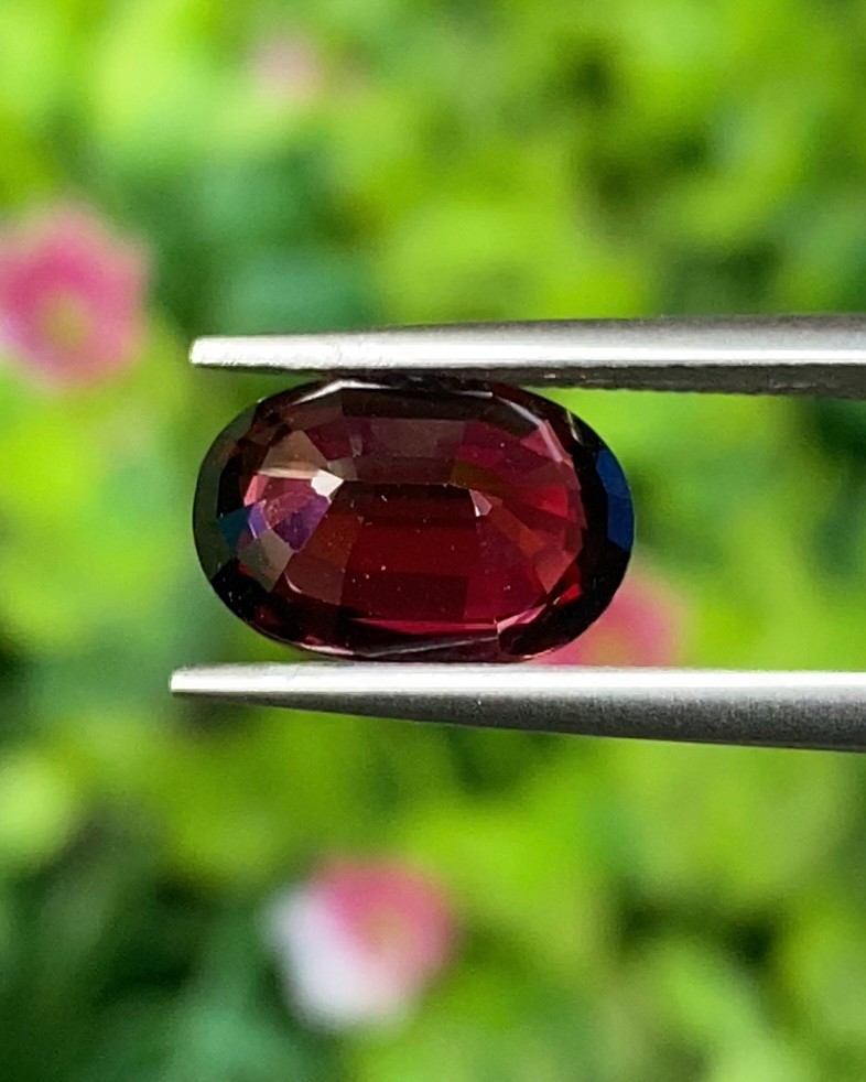 พลอย โรโดไลต์ กาเน็ท Rhodolite Garnet 3.00 กะรัต Cts.พลอยแท้ อัญมณีมงคลประจําวันเกิด เครื่องประดับพลอย
