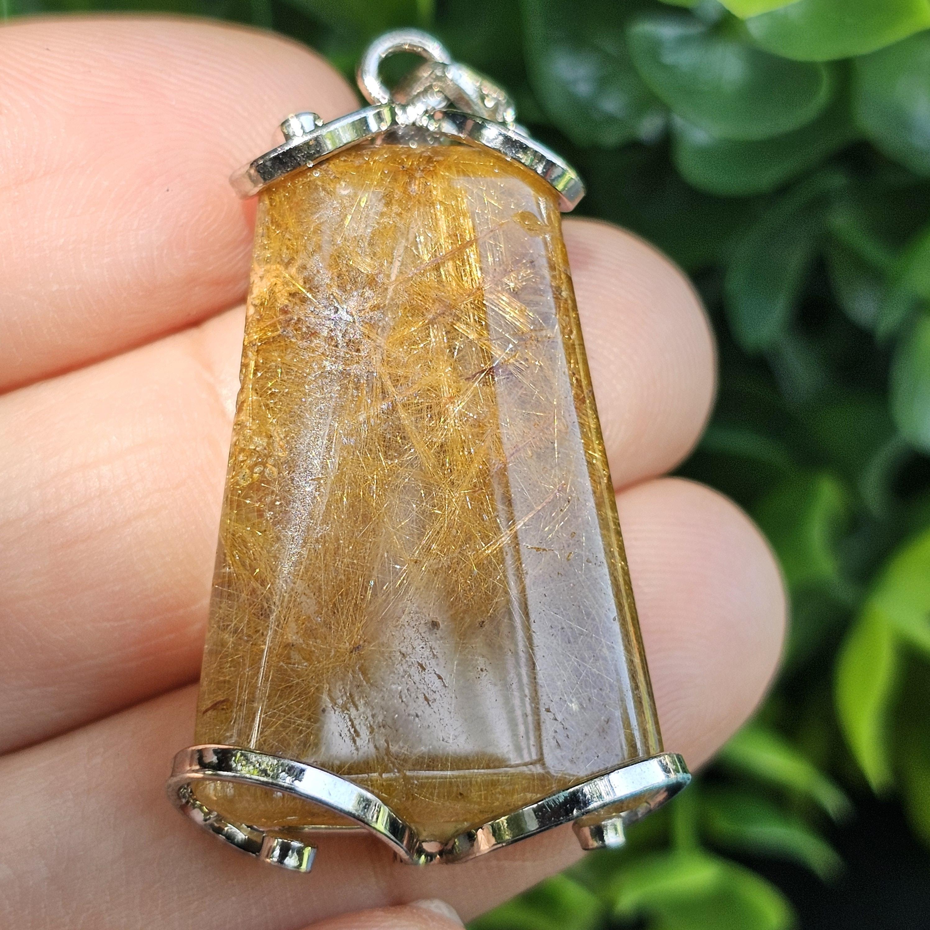 จี้ไหมทอง (Golden Rutilated Quartz) 10.47 กรัม g. พลอยแท้ อัญมณีมงคลประจําวันเกิด เครื่องประดับพลอย