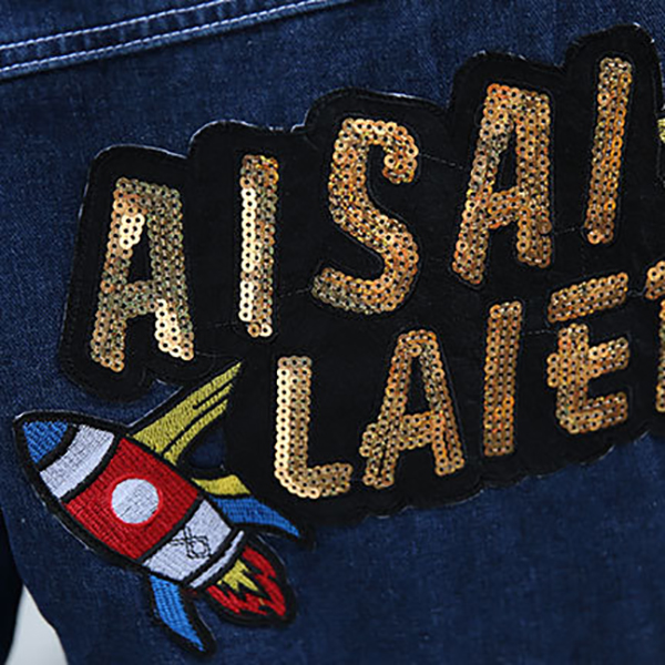 เสื้อแจ็คเก็ตยีนส์ตัวสั้น หลังปักลายสวย (11871X)