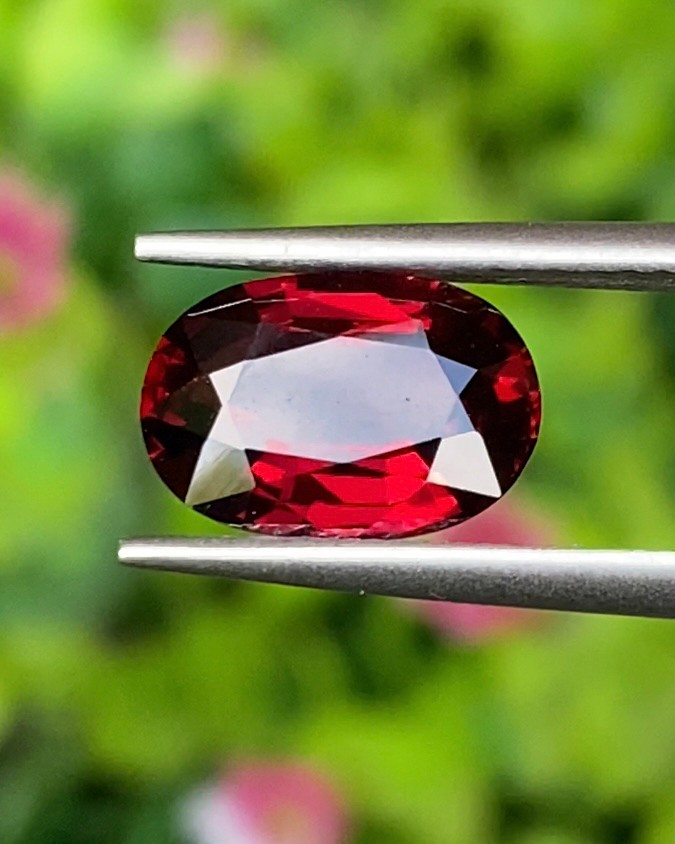 พลอย โรโดไลต์ กาเน็ท Rhodolite Garnet 3.00 กะรัต Cts.พลอยแท้ อัญมณีมงคลประจําวันเกิด เครื่องประดับพลอย