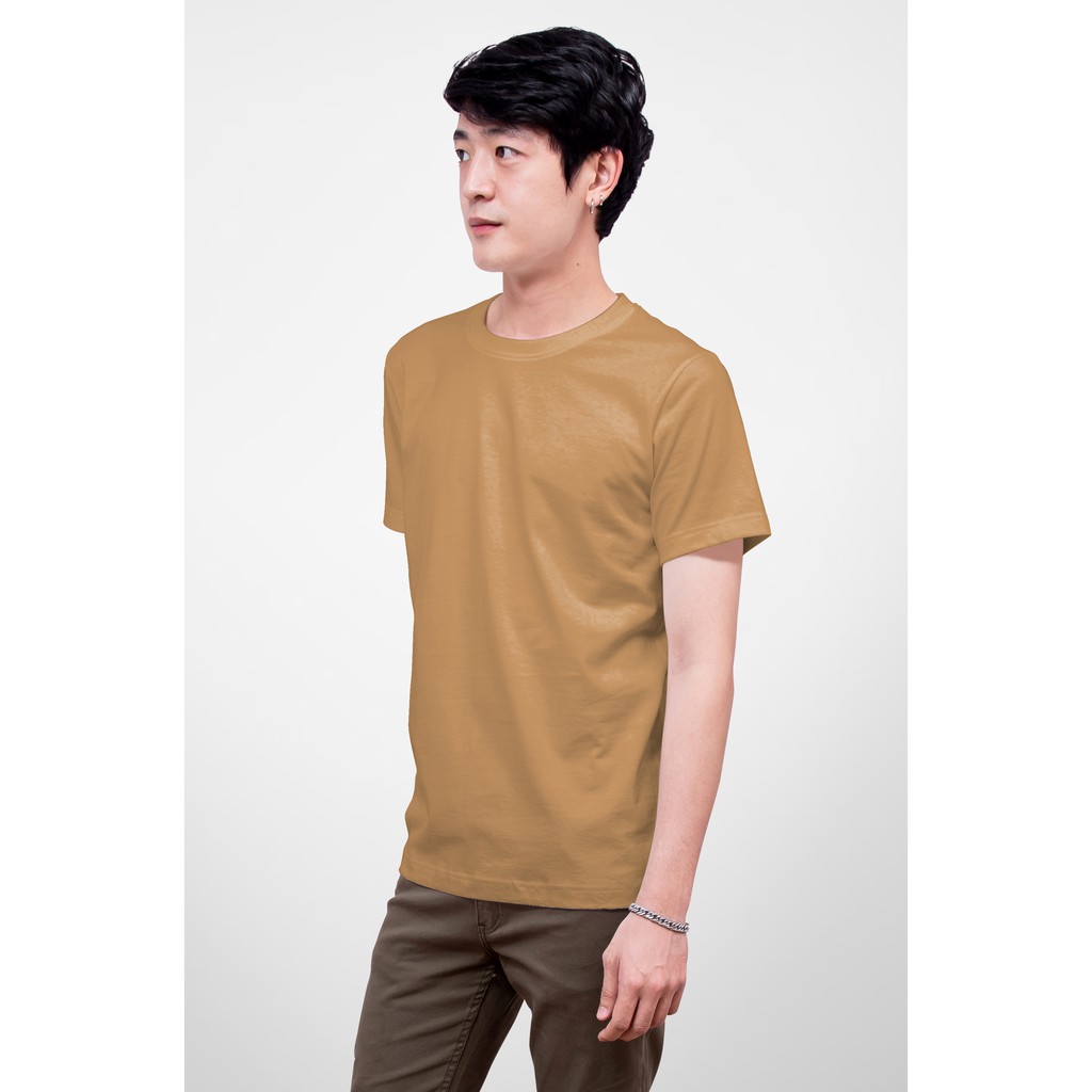 Noproblem Noproblem ยอดขาย No.1 รับประกัน ไม่ย้วย ไม่ยืด ผ้านุ่ม เสื้อยืด สีพื้น เสื้อยืดคอกลม สีคาราเมล