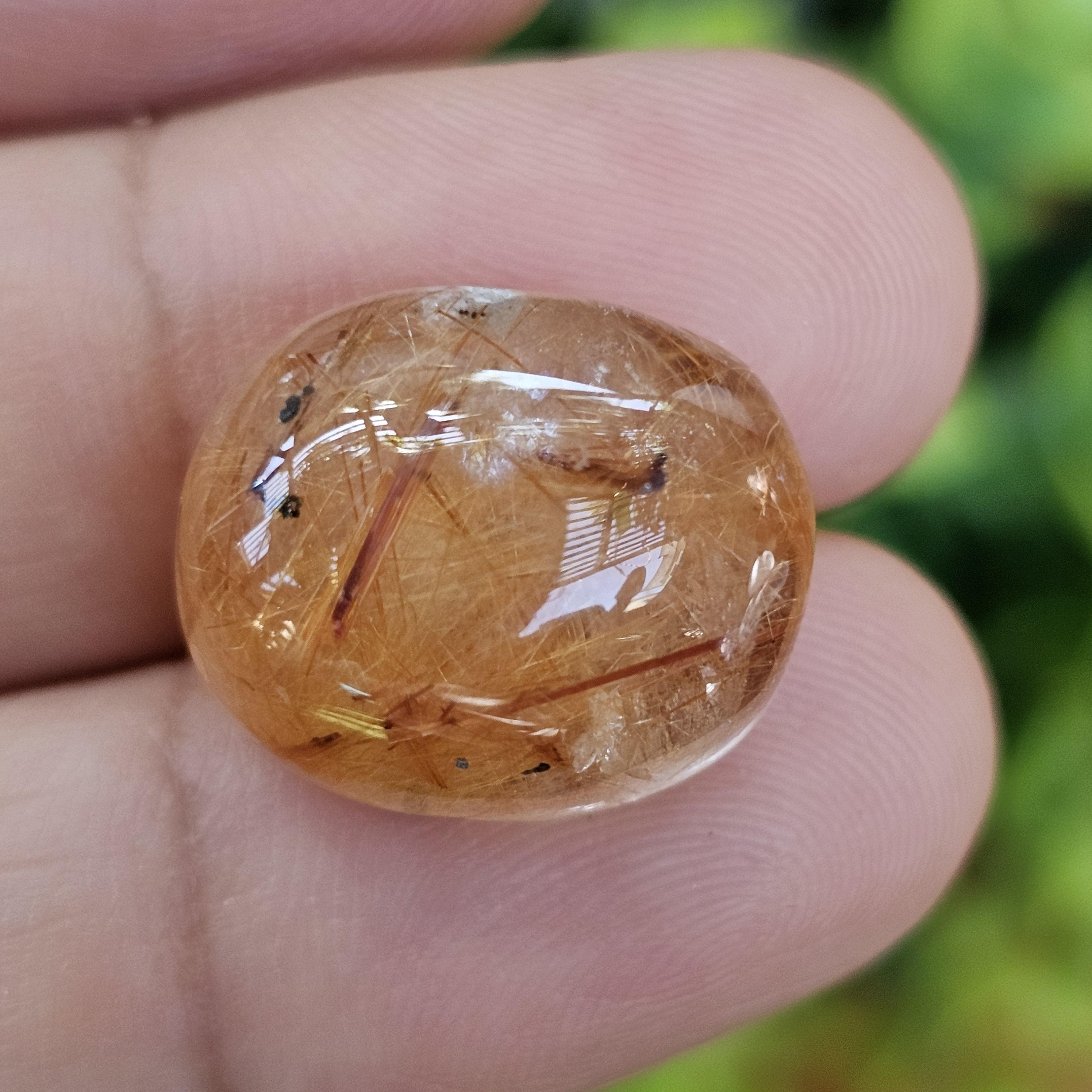ไหมทอง ควอตซ์ Golden Rutilated Quartz 22.34 กะรัต Cts.พลอยแท้ อัญมณีมงคลประจําวันเกิด เครื่องประดับพลอย