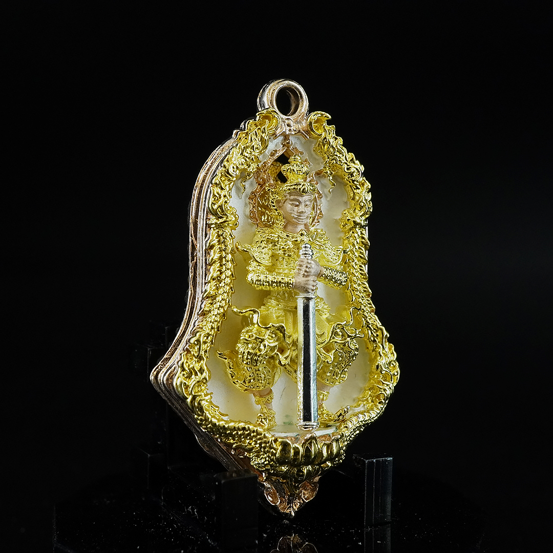 เหรียญจำปีพุทธศิลป์ท้าวเวสสุวรรณโณ รุ่นทวิเทวา รายการที่ 11.1 เนื้อบรอนซ์ ชุบ3K