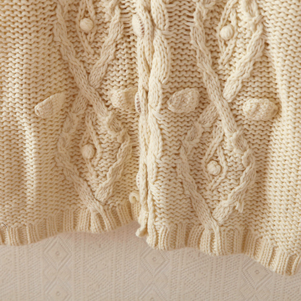 เสื้อคลุมกันหนาววินเทจ ไหมพรมหนานุ่มถักลายนูน (12065LM)