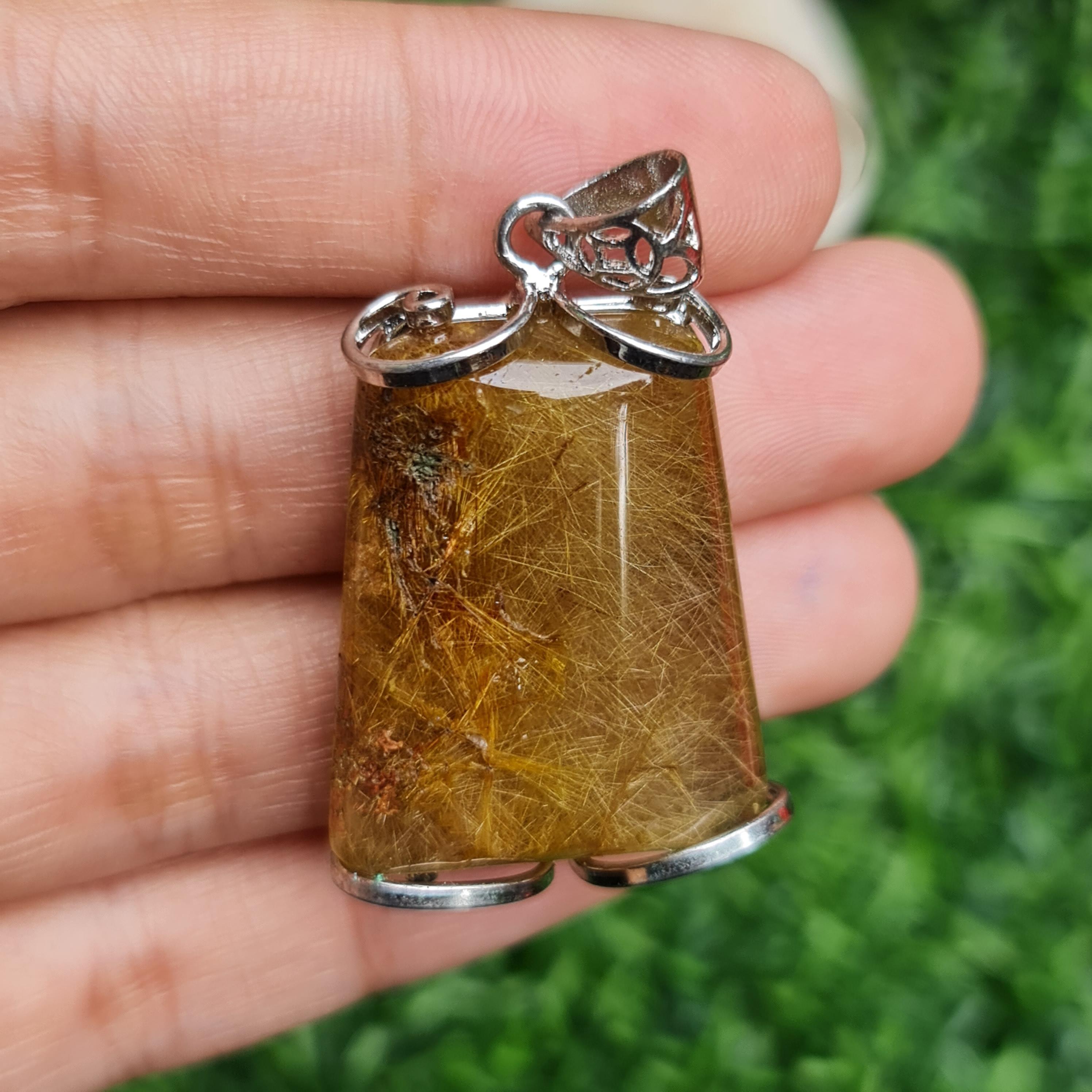จี้ไหมทอง (Golden Rutilated Quartz) 78.42 กรัม g.พลอยแท้ อัญมณีมงคลประจําวันเกิด เครื่องประดับพลอย