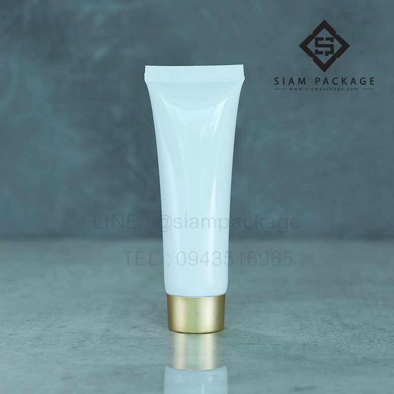 หลอดโฟม 15g. หลอดเกลียว หลอดโฟมสีขาวฝาทองด้าน