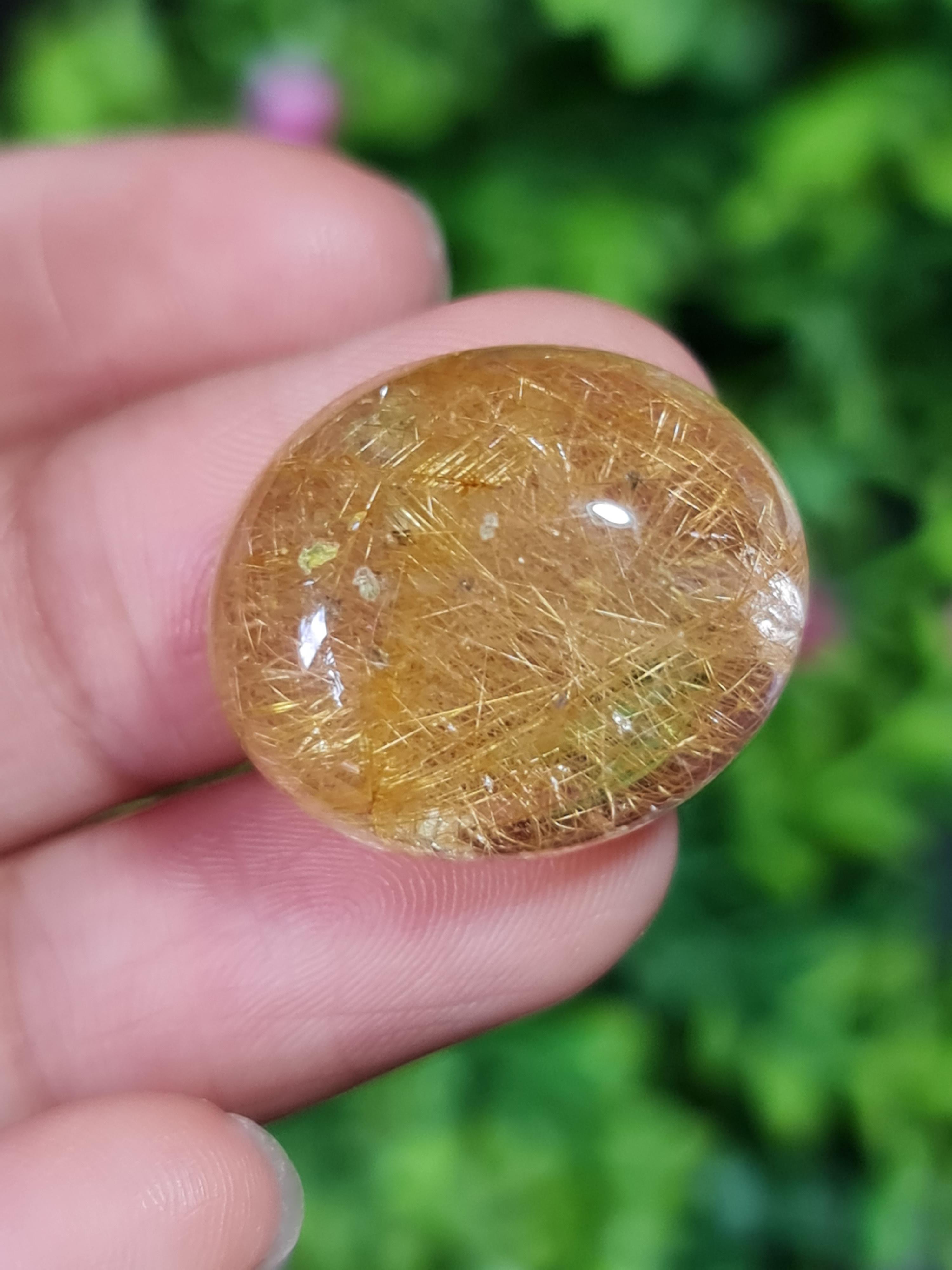ไหมทอง ควอตซ์ Golden Rutilated Quartz 39.24 กะรัต Cts.พลอยแท้ อัญมณีมงคลประจําวันเกิด เครื่องประดับพลอย