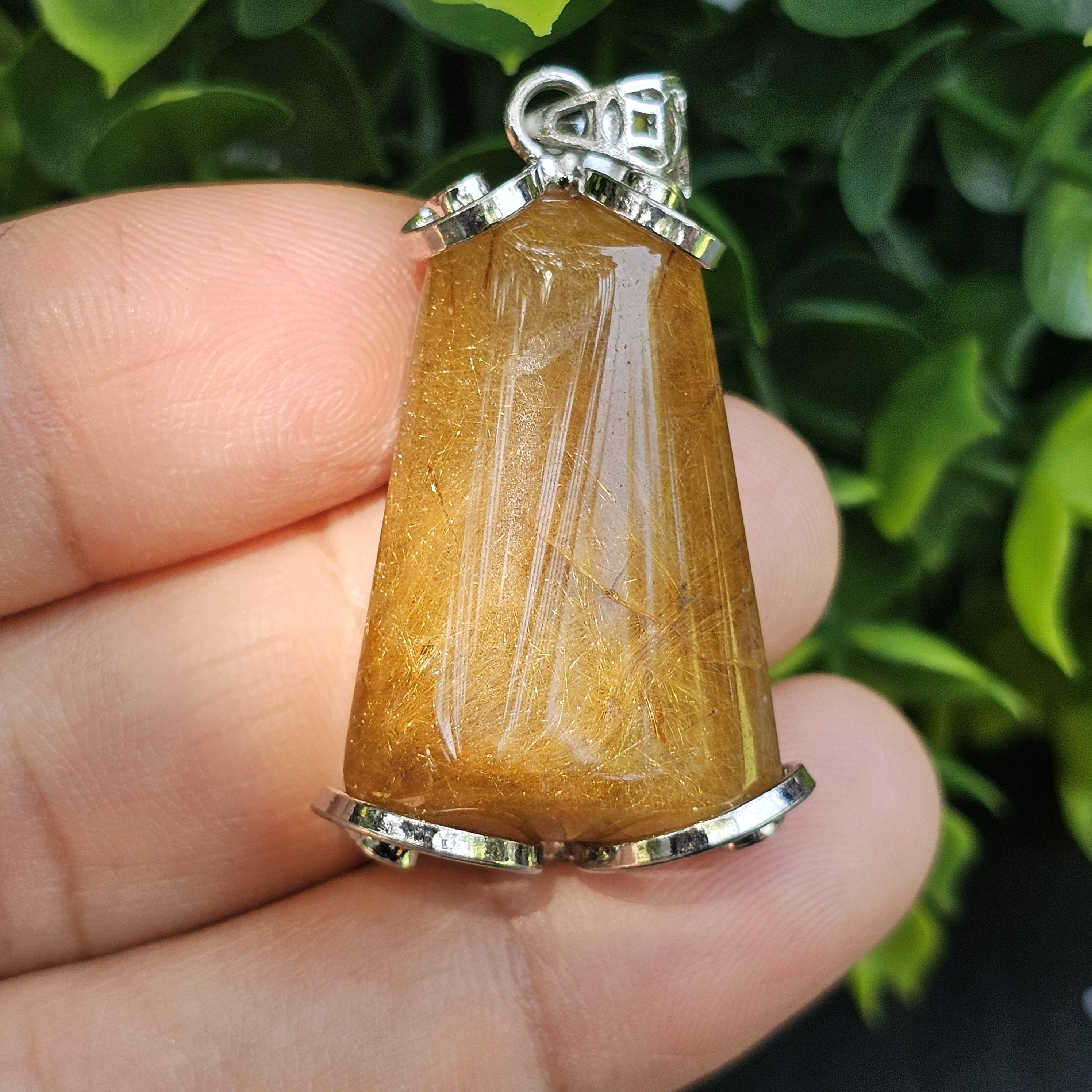 จี้ไหมทอง (Golden Rutilated Quartz) 11.08 กรัม g. พลอยแท้ อัญมณีมงคลประจําวันเกิด เครื่องประดับพลอย