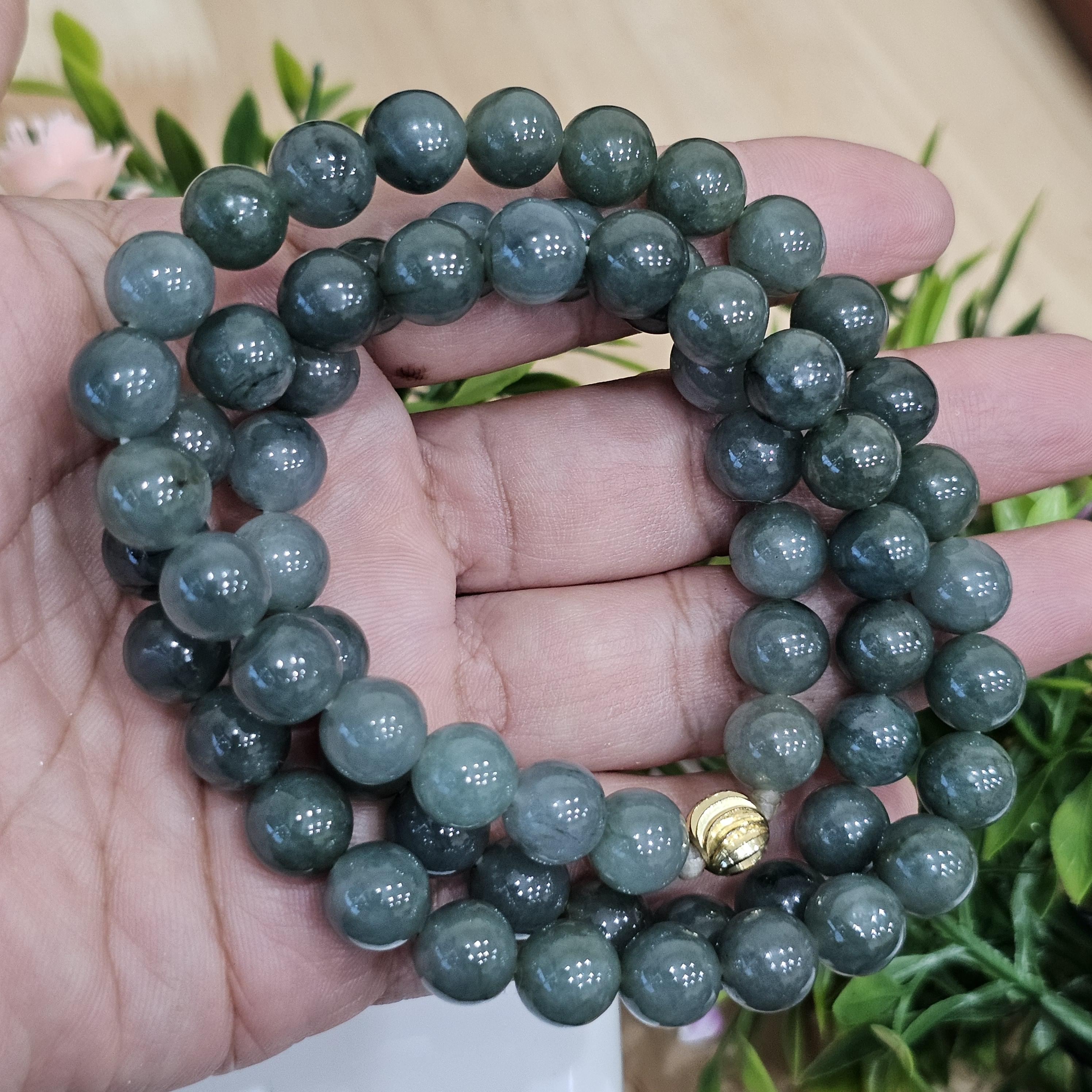 สร้อยคอหยก (Jadeite Necklace) 23 นิ้ว ดิบ ไม่ผ่านการปรับปรุง (Type A) พม่า (Myanmar) หยก พม่า แท้ Jade