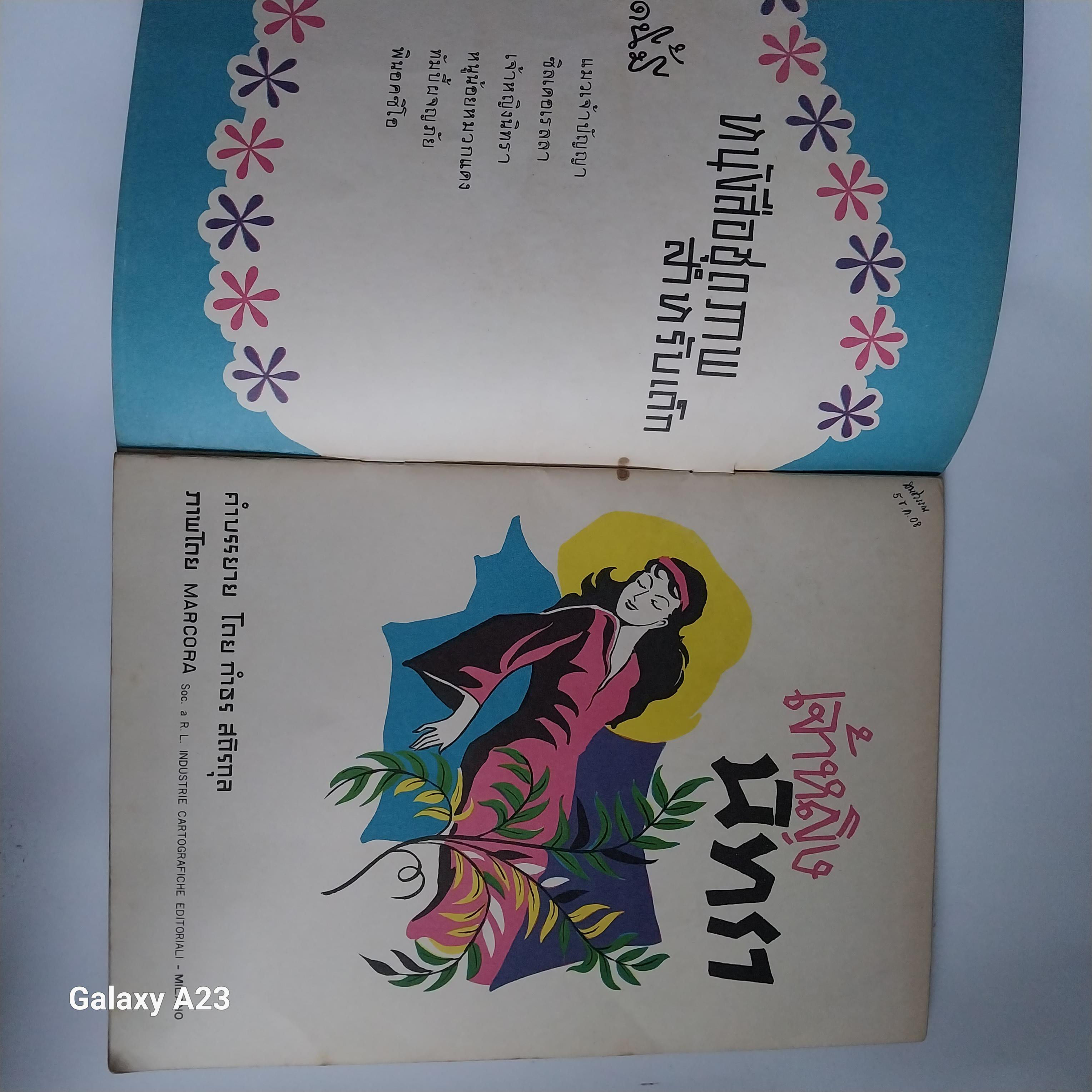 ** มีรอยเขียนชื่อที่หน้าแรก หนังสือชุดภาพและการ์ตูน ขององค์การค้าคุรุสภาราคาปก 2.50 บาท เจ้าหญิงนิทรา คำบรรยายโดยกำธร สถิรกุล ภาพโดย มาโครา