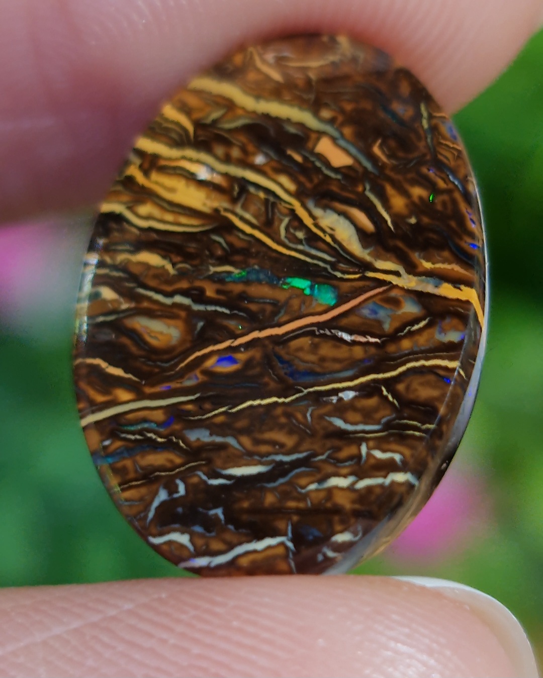 พลอย โบลเดอร์ โอปอล ออสเตรเลีย Australian Boulder Opal 10.35 กะรัต (Cts.) พลอยแท้ อัญมณีมงคลประจําวันเกิด เครื่องประดับพลอย