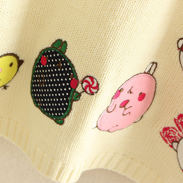 เสื้อไหมพรมตัวยาว แต่งปักลายการ์ตูนน่ารัก (11816LM)