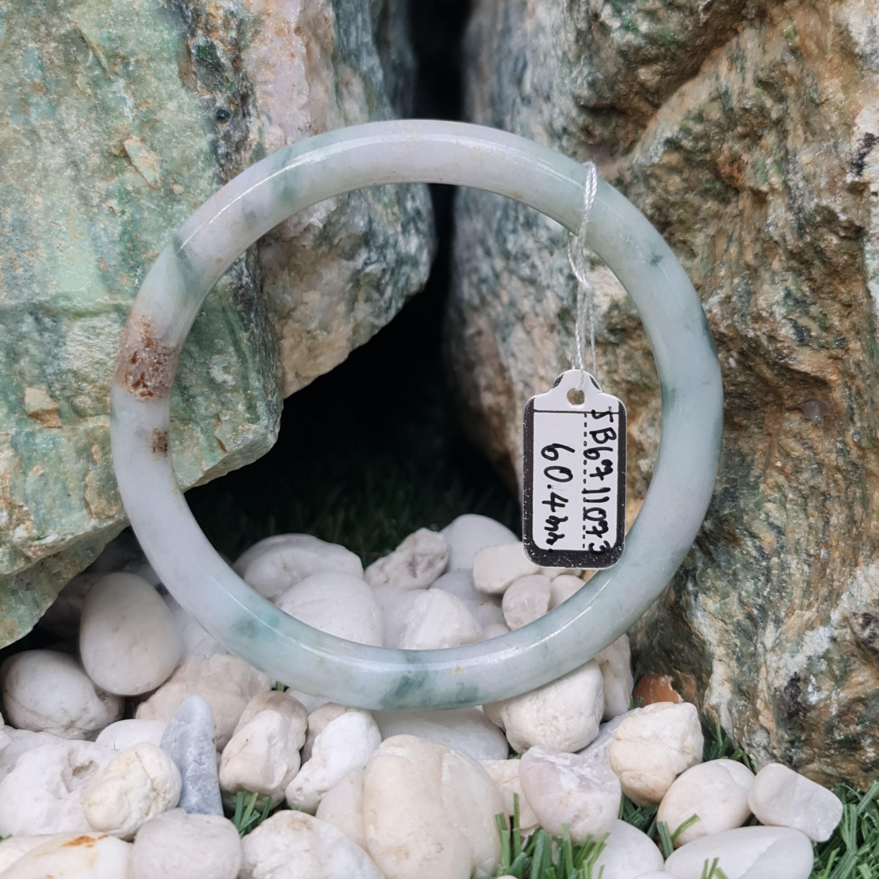 JB6711073 หยก พม่า แท้ Jade กำไลหยก 60.4 มม. (Jadeite bracelet) พม่า (Myanmar)