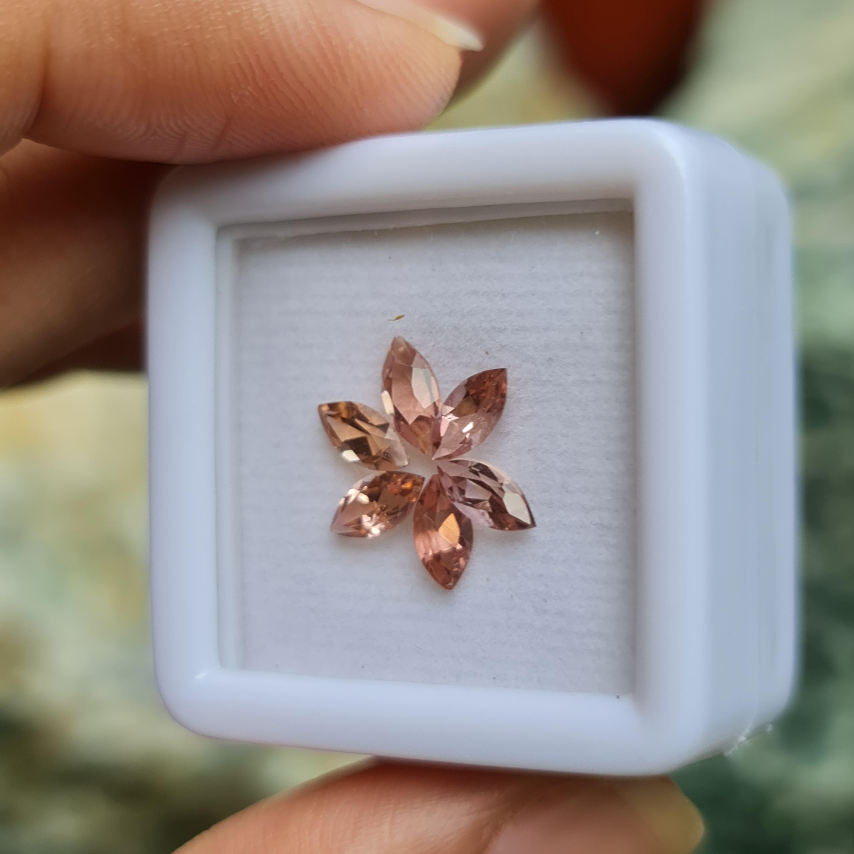 พลอย ชมพู พิ้งค์ ทัวร์มารีน (Pink Tourmaline) 1.46 กะรัต (Cts.) 6 เม็ด อัญมณีมงคลประจําวันเกิด เครื่องประดับพลอย