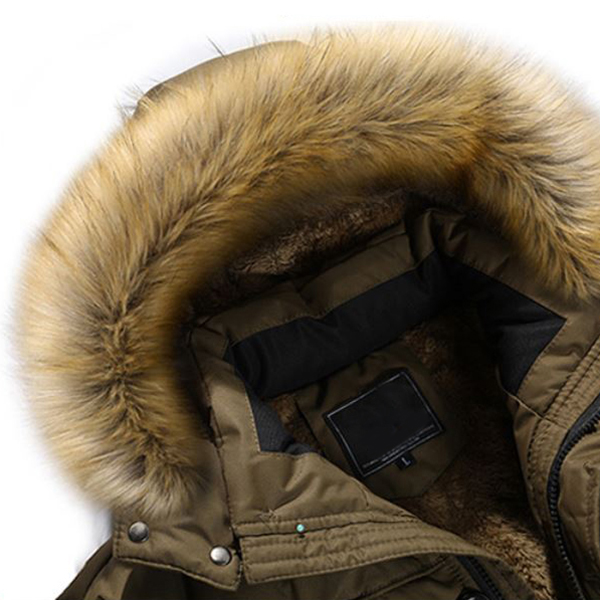 เสื้อโค้ทผู้ชายกันหนาวติดลบ แต่งเฟอร์ ฮู้ดถอดได้ (10112MM)