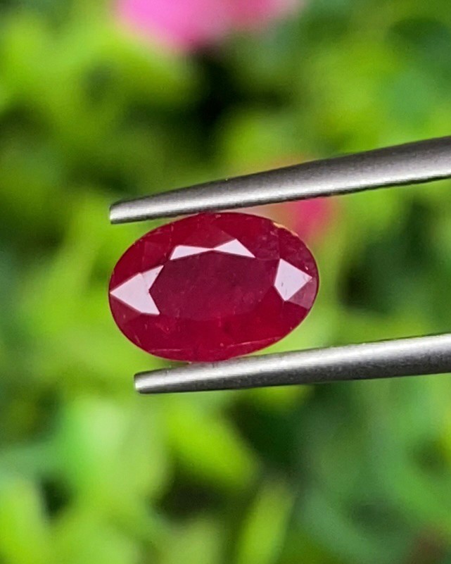 พลอย ทับทิม พม่า (Burmese Ruby Sapphire) 1.27 กะรัต พลอยแท้ อัญมณีมงคลประจําวันเกิด เครื่องประดับพลอย