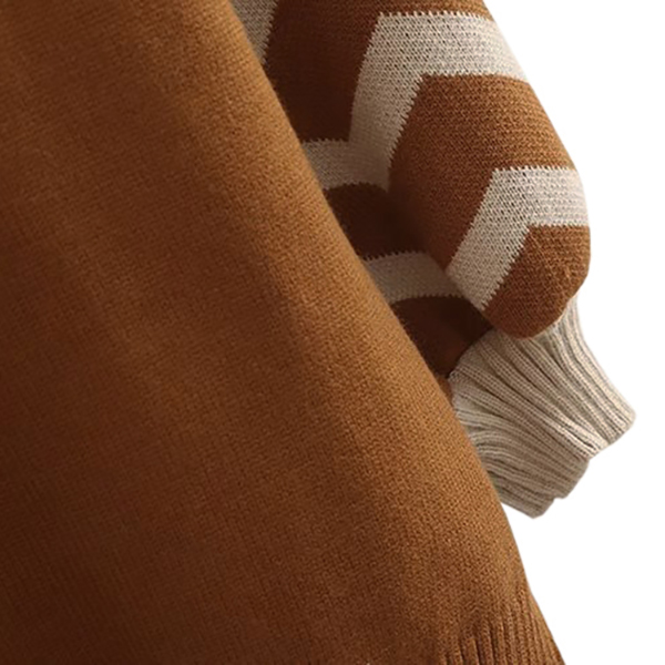 เสื้อคอเต่า เสื้อคอพับ เสื้อไหมพรมวูลแขนบอลลูนถักลาย (12161LM)