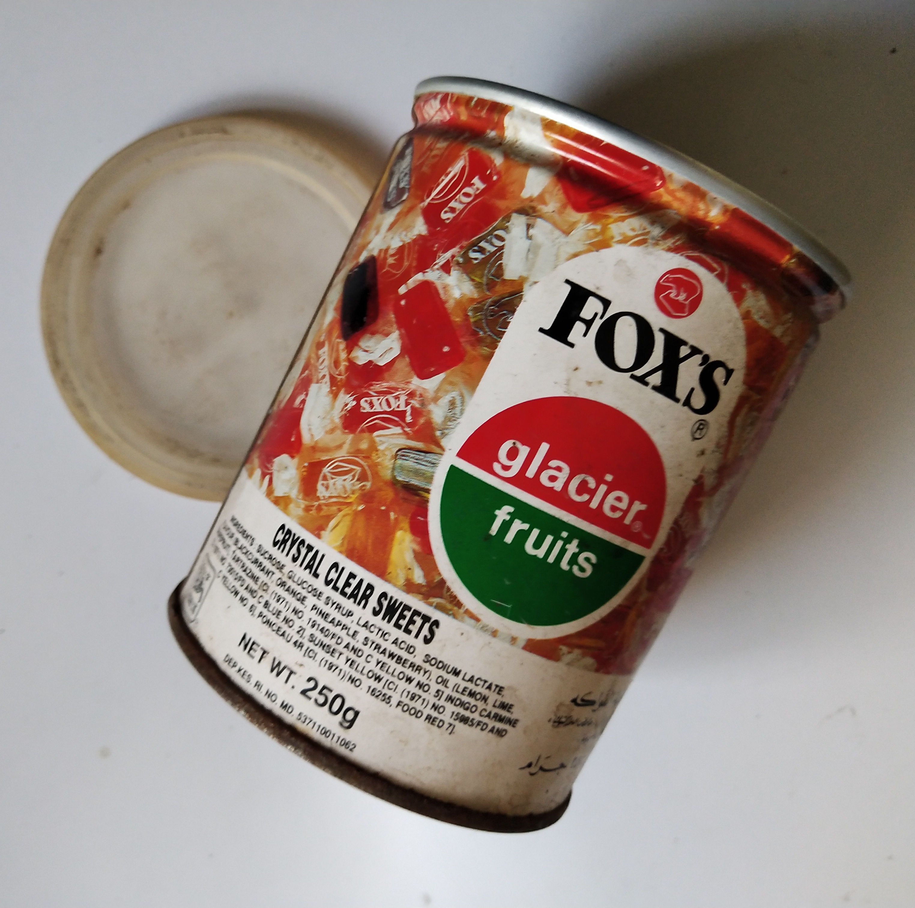 ของสะสม กระป๋องสังกะสี ลูกอมFOXS รสผลไม้ ของเก่าเก็บ ขายตามสภาพ ***มีฝา