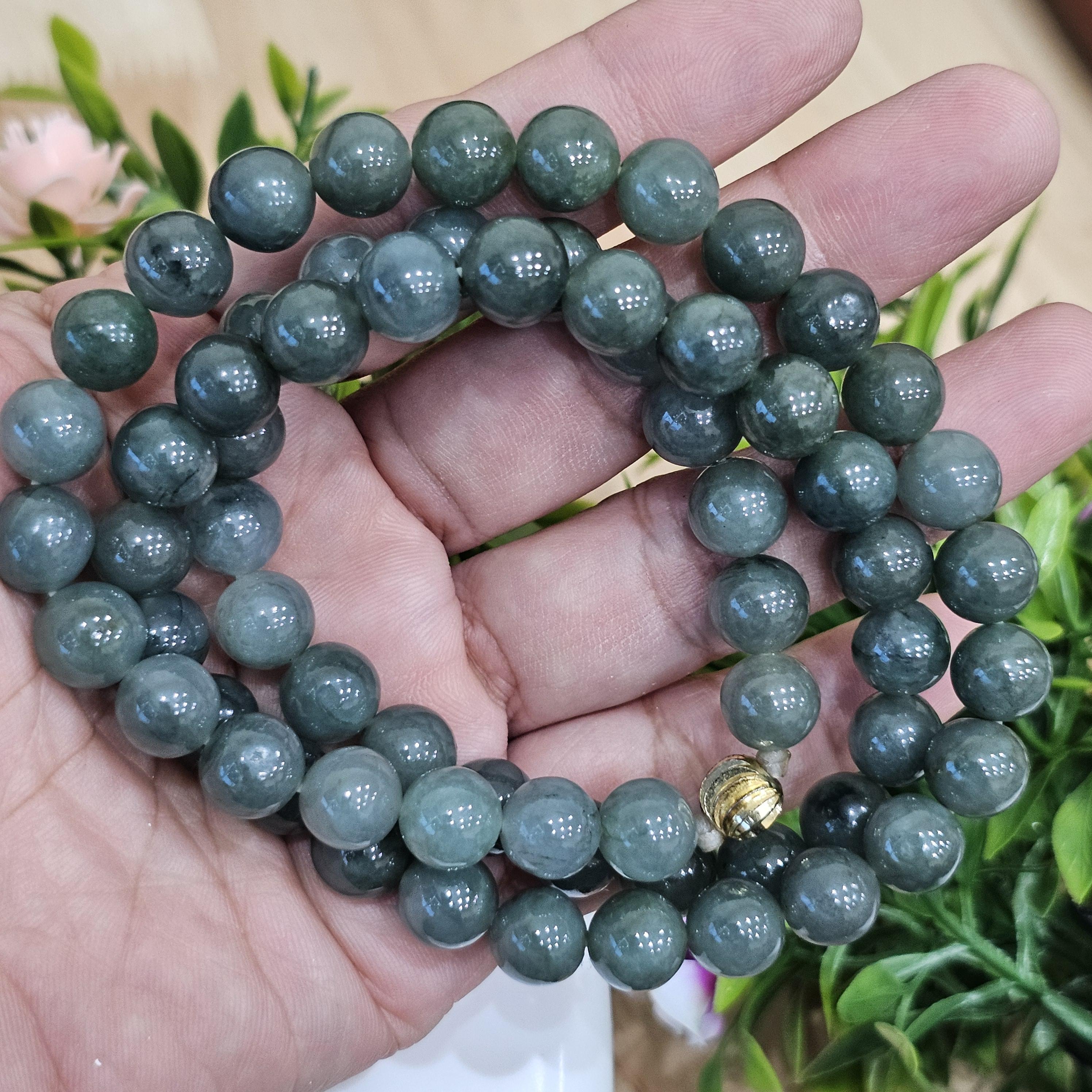 สร้อยคอหยก (Jadeite Necklace) 23 นิ้ว ดิบ ไม่ผ่านการปรับปรุง (Type A) พม่า (Myanmar) หยก พม่า แท้ Jade