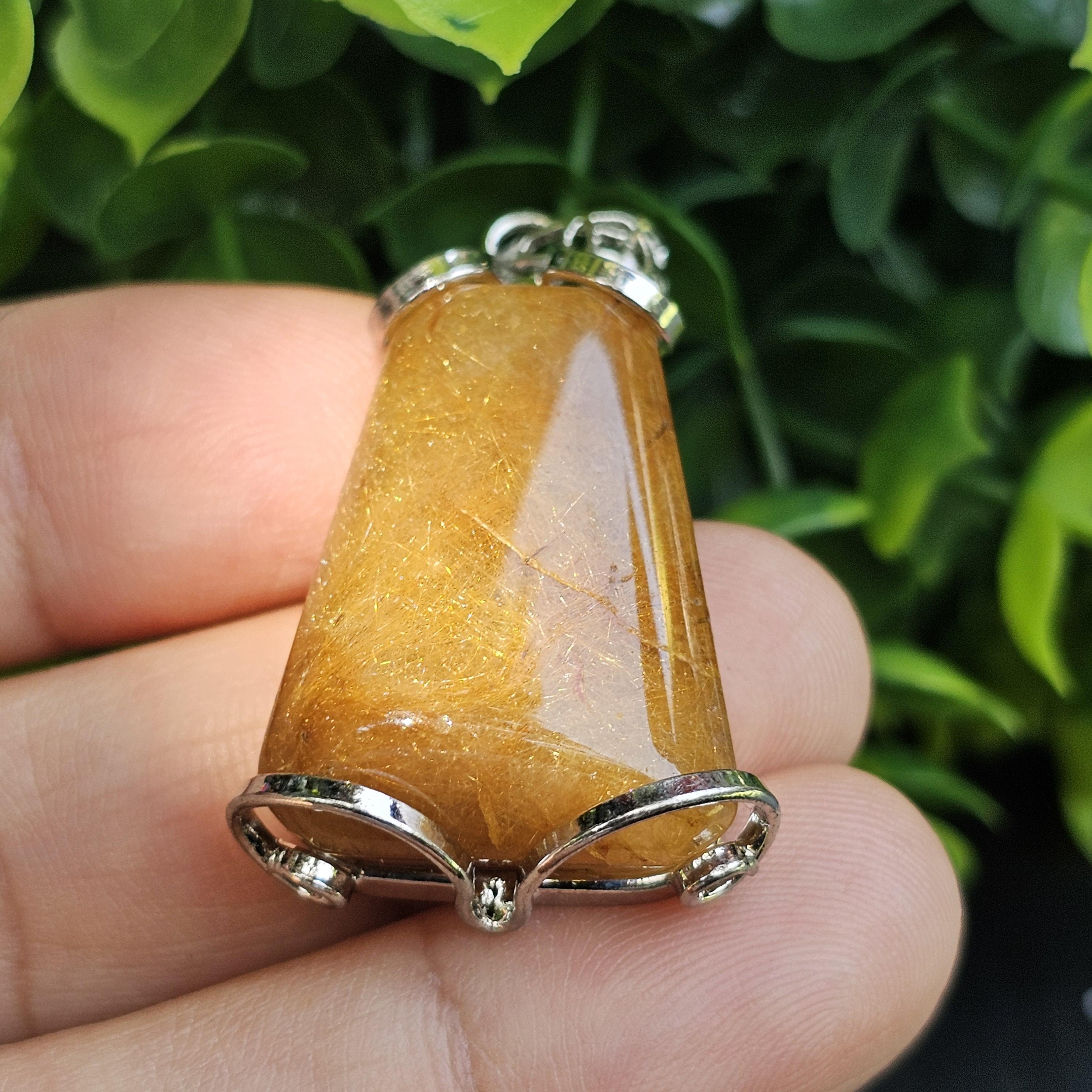 จี้ไหมทอง (Golden Rutilated Quartz) 11.08 กรัม g. พลอยแท้ อัญมณีมงคลประจําวันเกิด เครื่องประดับพลอย