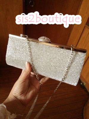 Pre-order กระเป๋าออกงาน Evening Clutch ทรงหรู คริสตัลทั้งใบ พร้อมสายสะพายสั้น/ยาว