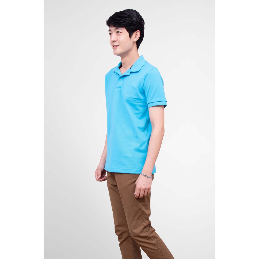 No Problem Noproblem ยอดขาย No.1 รับประกัน ไม่ย้วย ไม่ยืด ผ้านุ่ม เสื้อโปโล ชาย สีฟ้าโทปาส