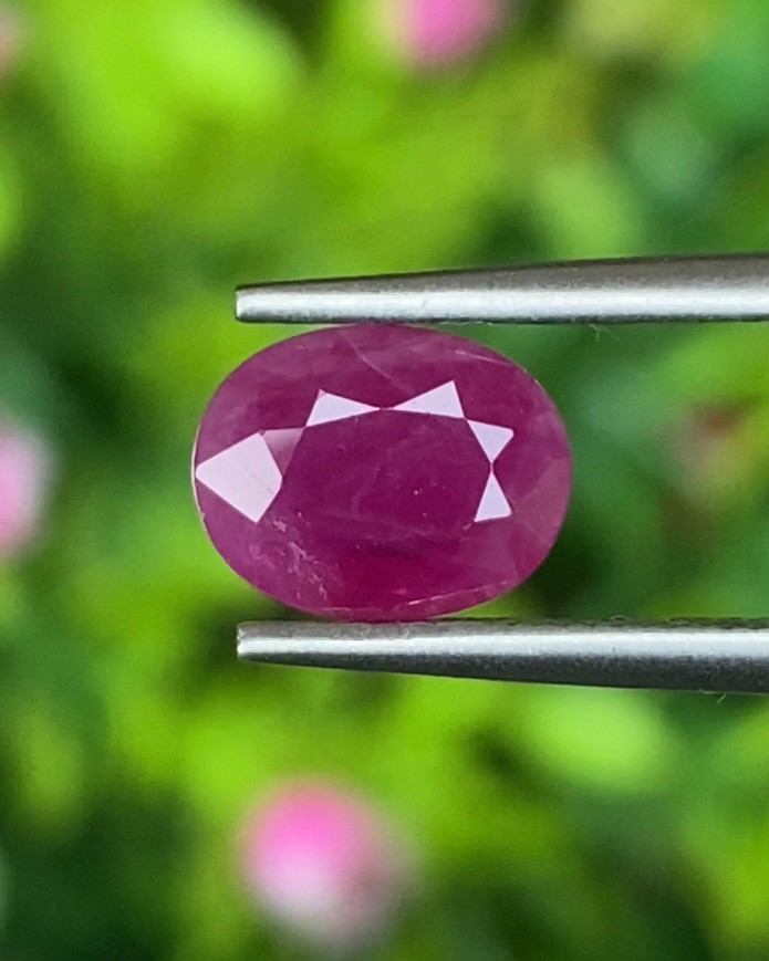 พลอย ทับทิม พม่า (Burmese Ruby Sapphire) 1.56 กะรัต พลอยแท้ อัญมณีมงคลประจําวันเกิด เครื่องประดับพลอย