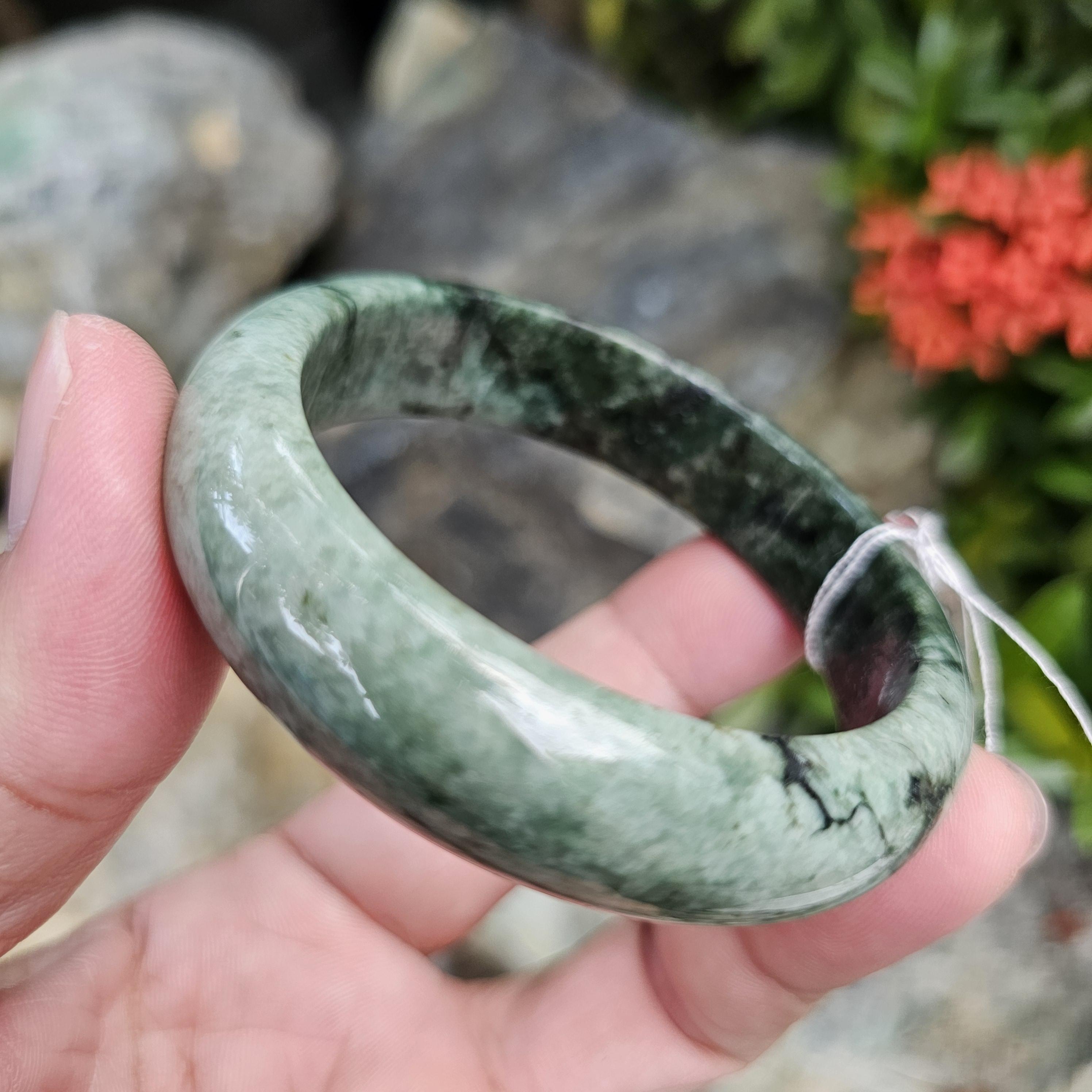 JB6804012 หยก พม่า แท้ Jade กำไลหยก 56.9 มม. (Jadeite bracelet) พม่า (Myanmar)