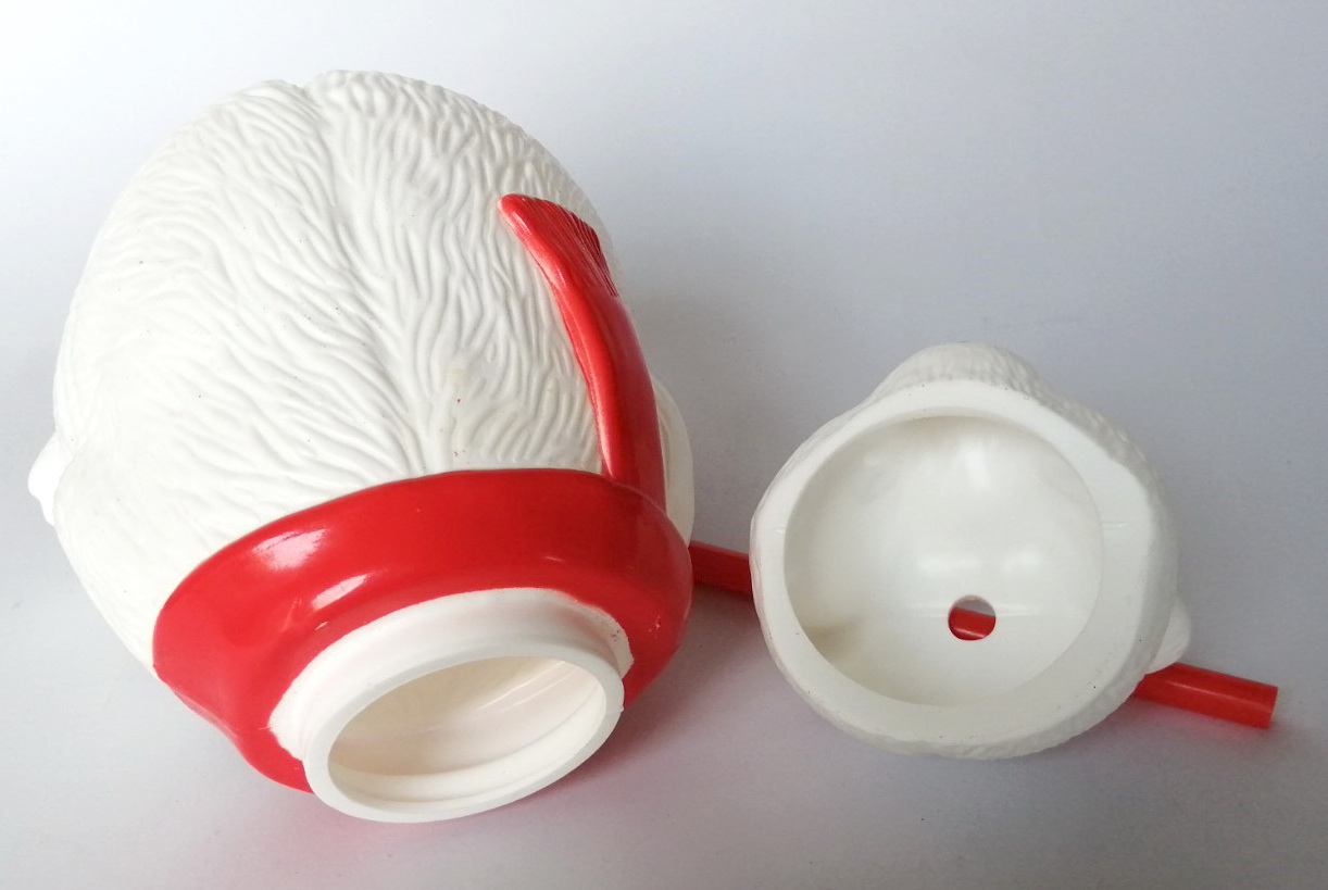 แก้วน้้ำ coca cola โคคา โคล่า โค้ก ของ SF มาสคอต หมีขาว ขนาดความสูง 1ฟุตรวมหลอด สามารถถอดส่วนหัวเติมน้ำได้ สภาพดีเก่าเก็บ สภาพงานสะสม