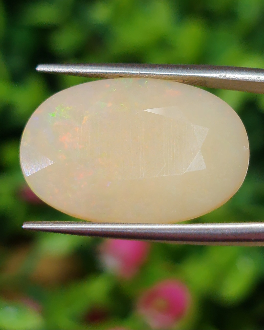 พลอย ไวท์ โอปอล White Opal 12.80 กะรัต (Cts.) พลอยแท้ อัญมณีมงคลประจําวันเกิด เครื่องประดับพลอย