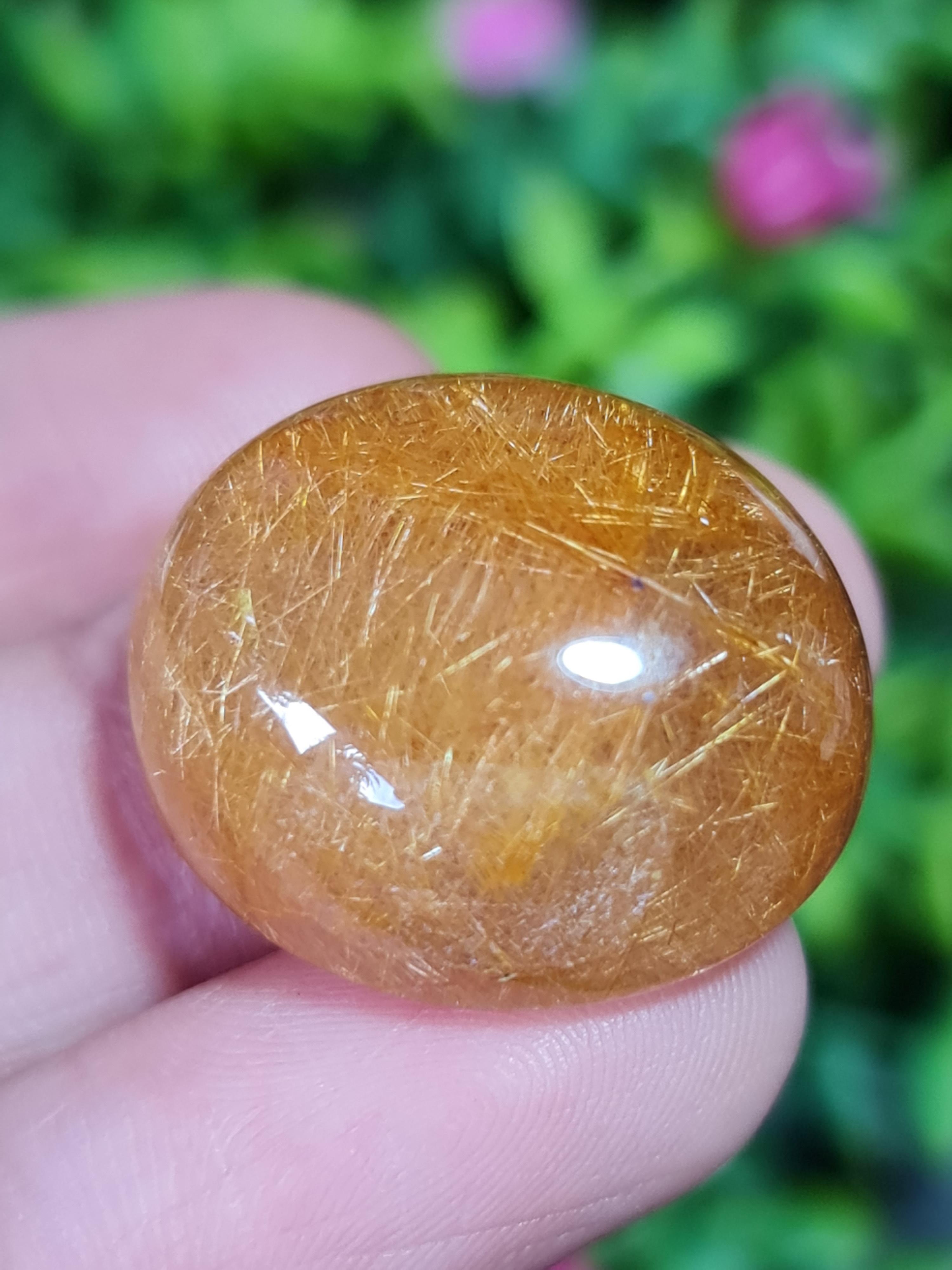 ไหมทอง ควอตซ์ Golden Rutilated Quartz 48.62 กะรัต Cts.พลอยแท้ อัญมณีมงคลประจําวันเกิด เครื่องประดับพลอย