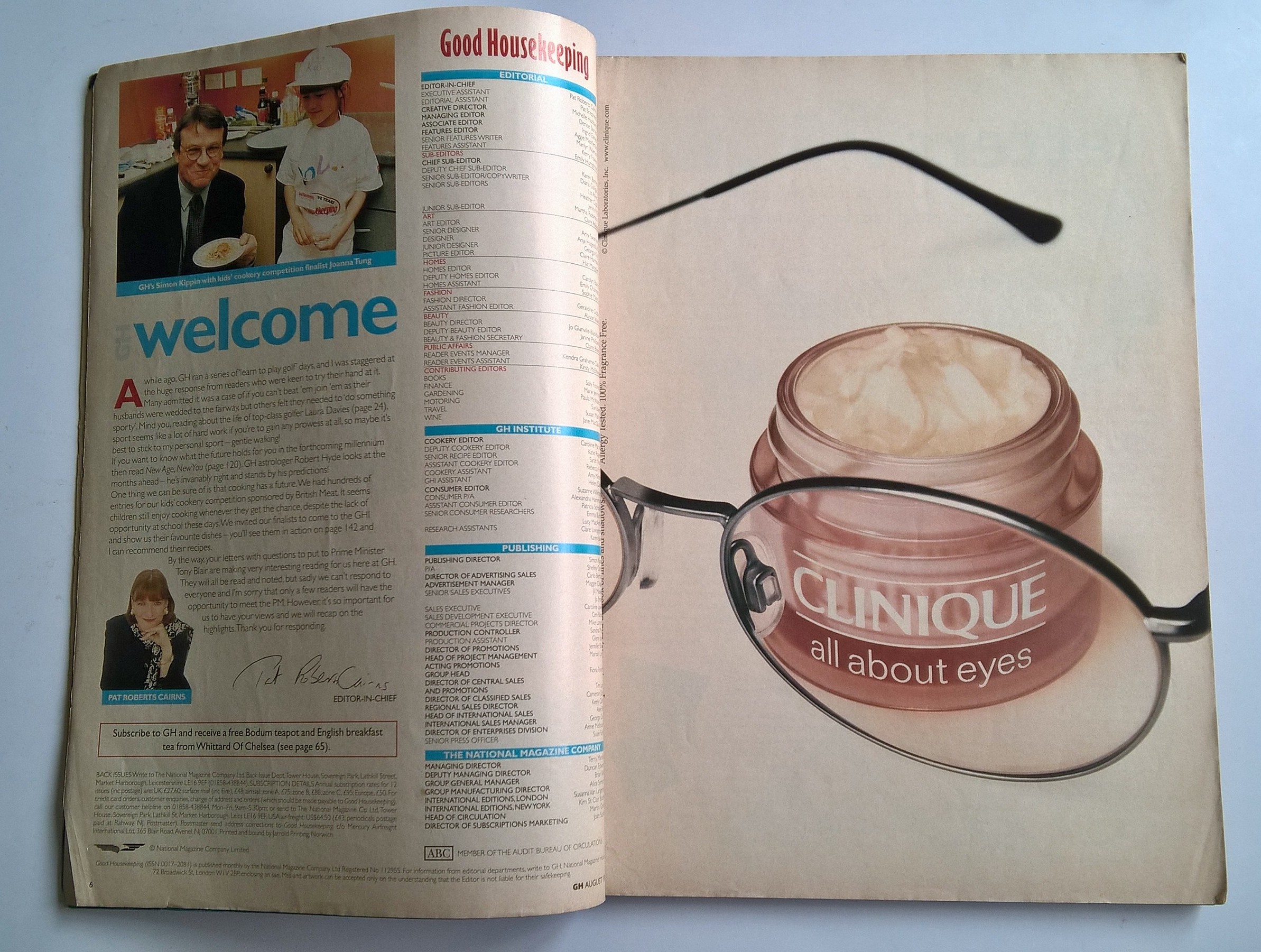 ขายนิตยสารเก่า Good House Keeping August 1999,20 ways to feel great every day,BBQ tonight, 30 Quick sizzling ideas,what the future hold for you,revealing horoscopes for year 2000,Hillary and Cherie,the power behind their friendship,holiday magic, beauty f