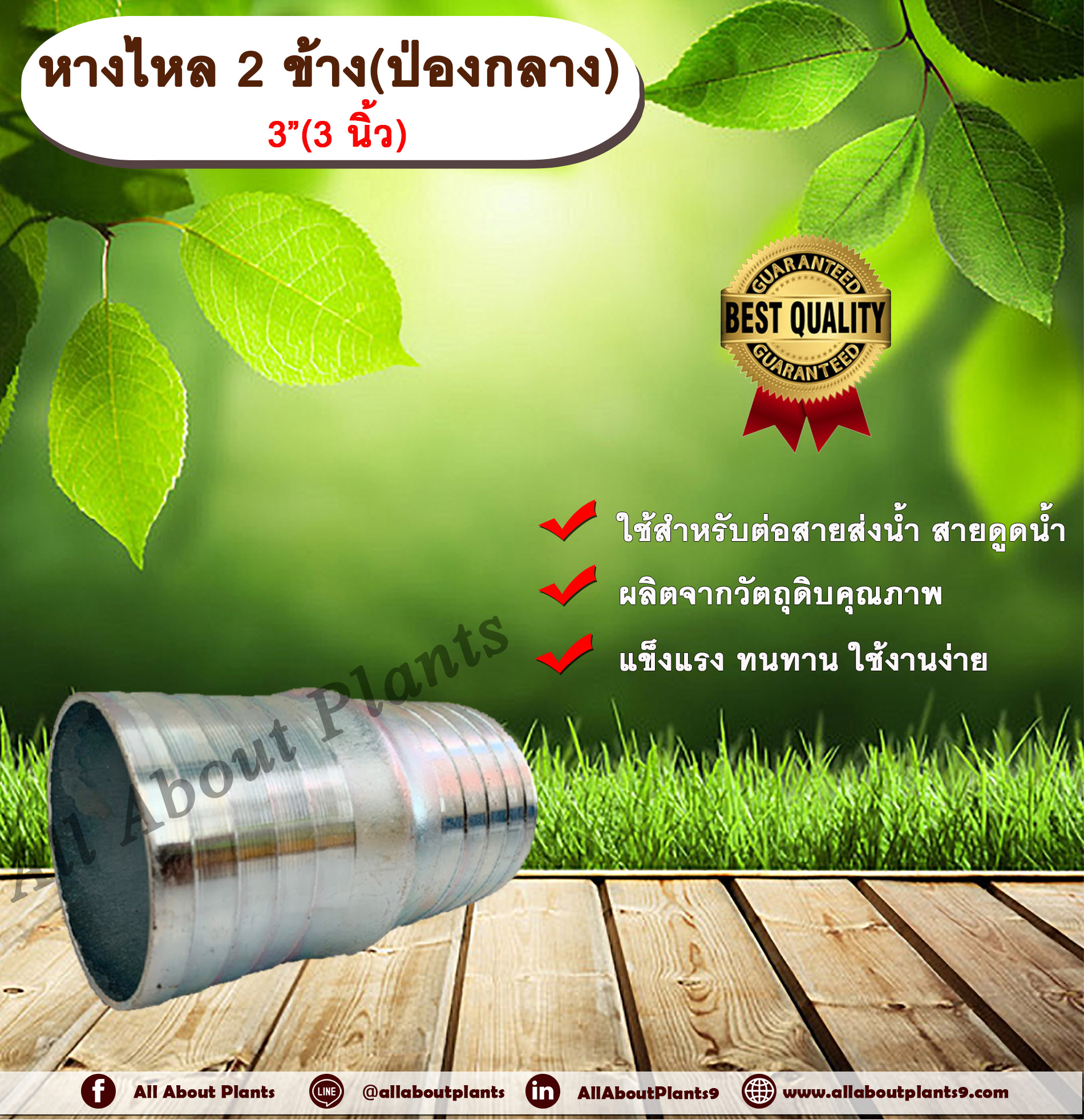 หางไหล 2 ข้าง(ป่องกลาง) ขนาด 3 นิ้ว ข้อต่อสายส่งน้ำ ข้อต่อสายดูดน้ำ ข้อต่อสายส่งน้ำผ้าใบ หางไหล หางไหลป่องกลาง แป๊บรีด หางไหล 2 ทาง แป๊บเหล็ก แป๊บต่อสายยาง allaboutplants ชิ้น