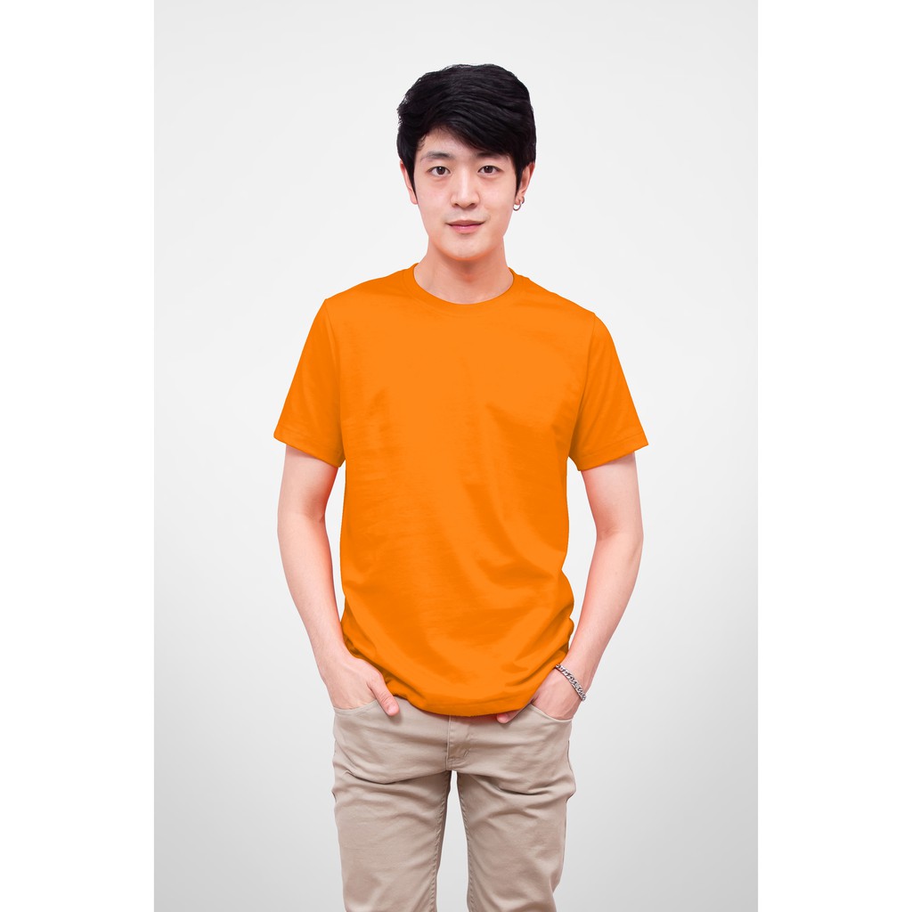 Noproblem Noproblem ยอดขาย No.1 รับประกัน ไม่ย้วย ไม่ยืด ผ้านุ่ม เสื้อยืด สีพื้น เสื้อยืดคอกลม สีส้มกลาง
