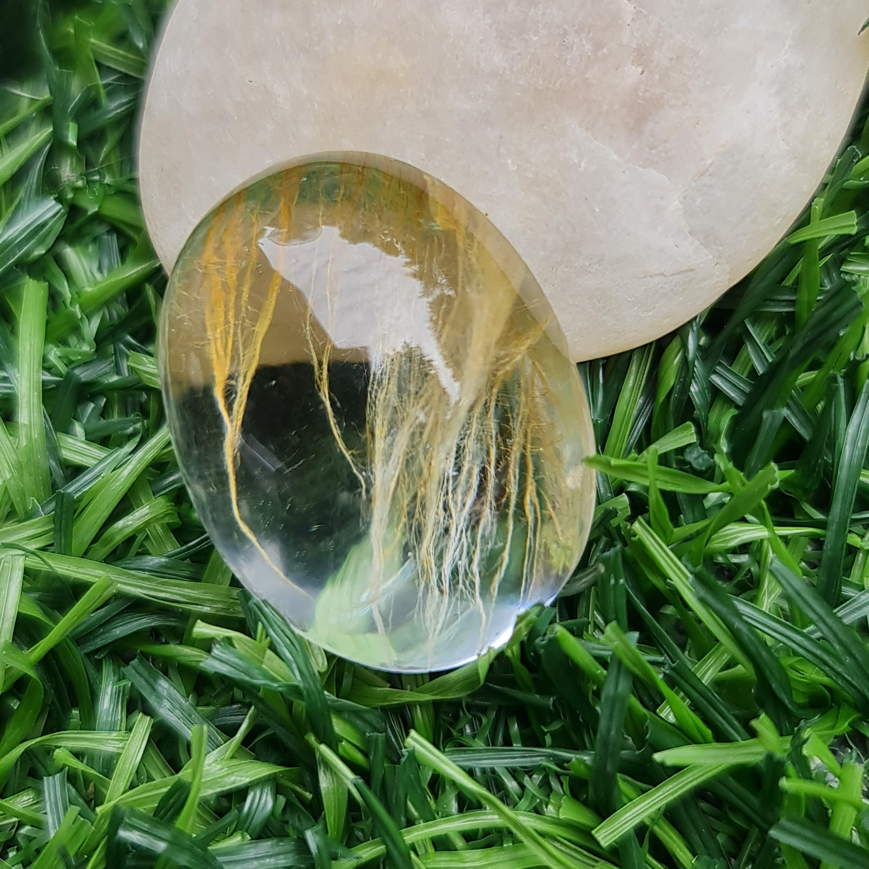 โป่งข่าม ควอตซ์ Rutilated Quartz 50.06 กะรัต Cts. พลอยแท้ อัญมณีมงคลประจําวันเกิด เครื่องประดับพลอย