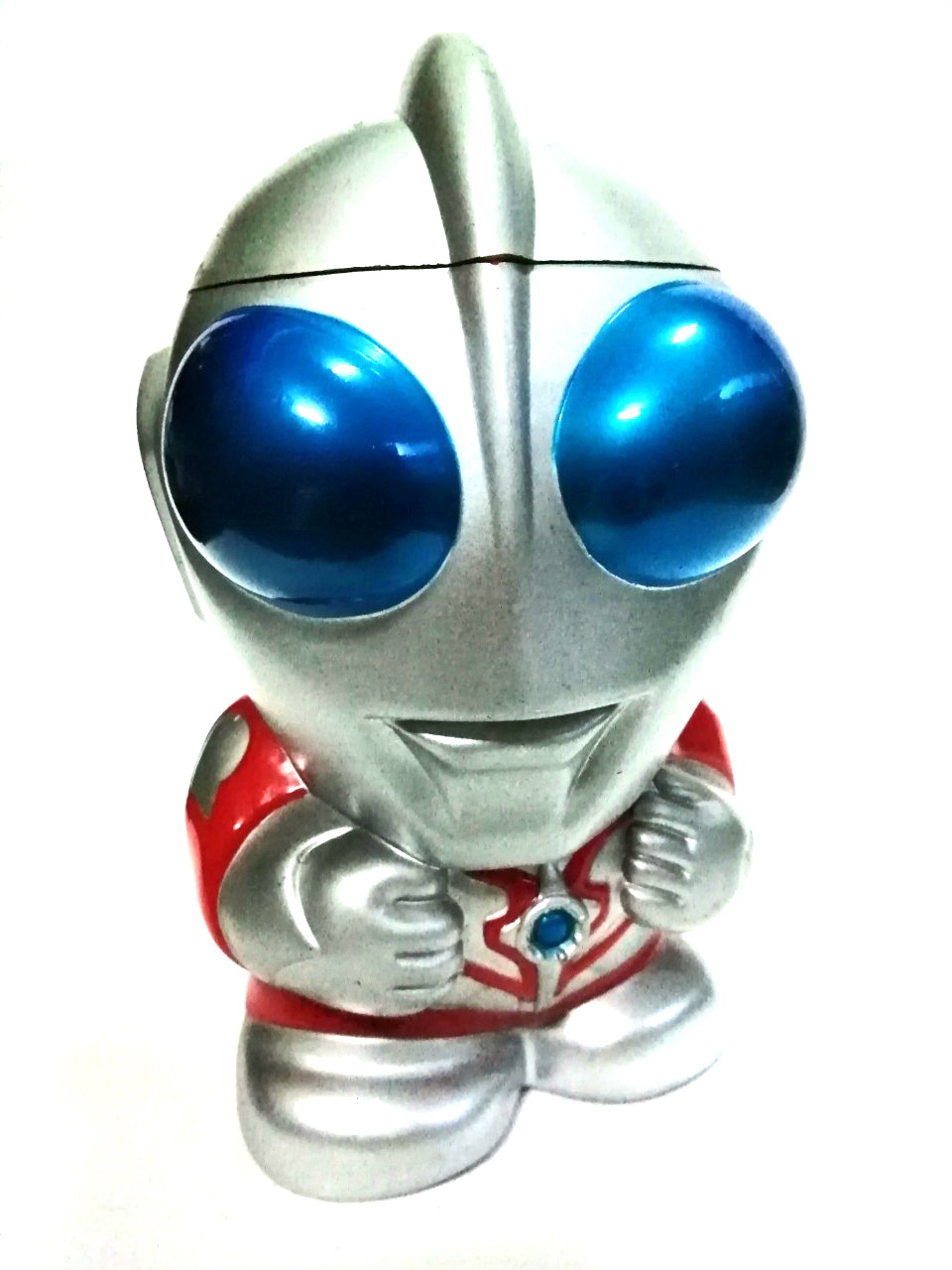 ถัง/กระบอก อุลตร้าแมนมิลเลเนียม SD ขนาดใหญ่ สูบ10นิ้ว เปิดฝาด้านบนได้ สภาพค่อนข้างดี เก่าเก็บ Ultraman Millenium