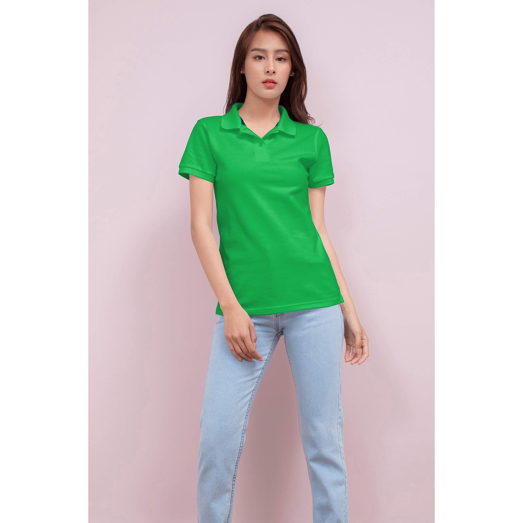 No Problem Noproblem ยอดขาย No.1 รับประกัน ไม่ย้วย ไม่ยืด ผ้านุ่ม เสื้อโปโล หญิง สีเขียวเพริโดต์