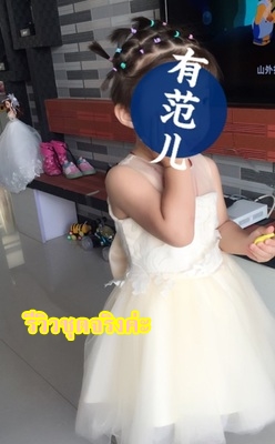 Pre-order ชุดราตรีเด็ก ชุดออกงาน ชุดกระโปรง สไตล์เจ้าหญิง แขนกุด คอกลม ผ้าลูกไม้ กระโปรงตาข่าย แต่งโบว์ด้านหลัง มีซิป