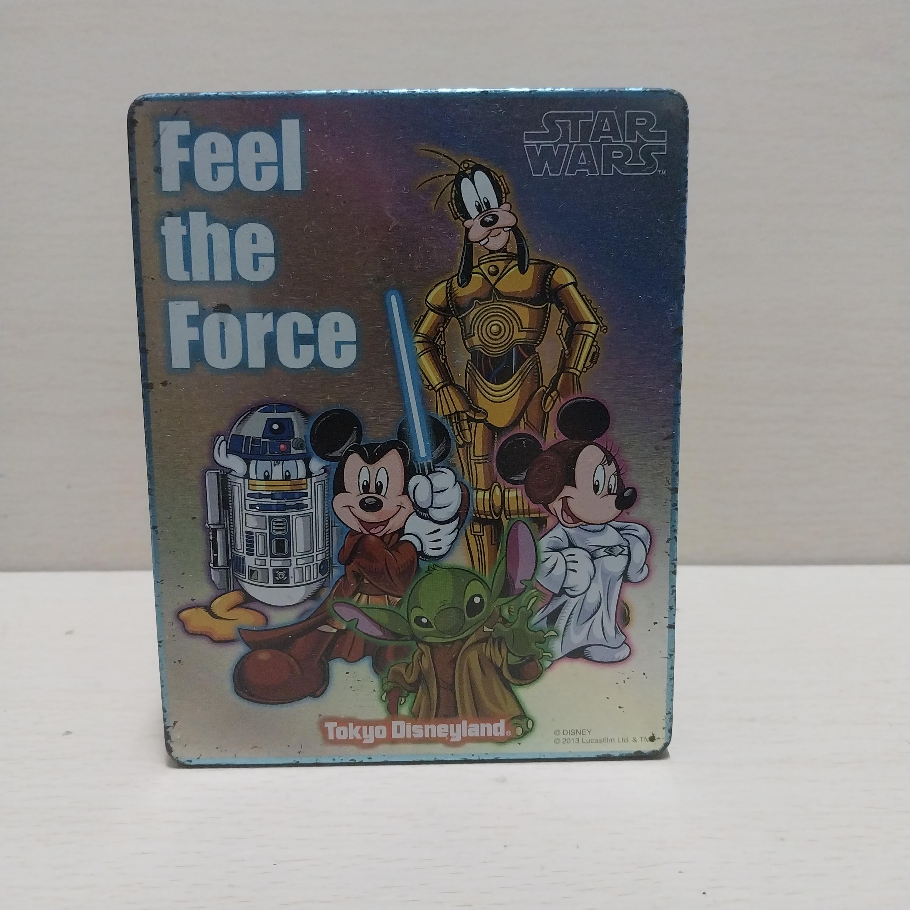 มีหลายภาพ มีรอยบ้าง ตามภาพ, กล่องโลหะลายสตาร์วอร์ ขนาดตามภาพ Star Wars Feel the Force ,Tokyo Disneyland