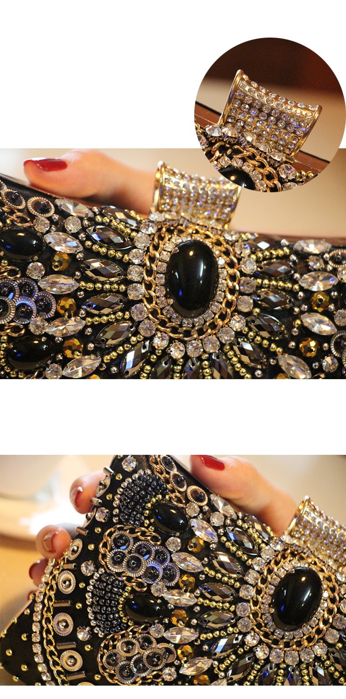 พร้อมส่ง Evening Clutch กระเป๋าออกงาน สีดำ แต่งเลื่อม และมุก สุดหรู พร้อมสายโซ่สะพายสั้น/ยาว ทรงสี่เหลี่ยม สำเนา