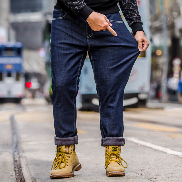 BiG Size กางเกงยีนส์กันหนาวผู้ชาย ซับกำมะหยี่กันหนาว (10316MM)