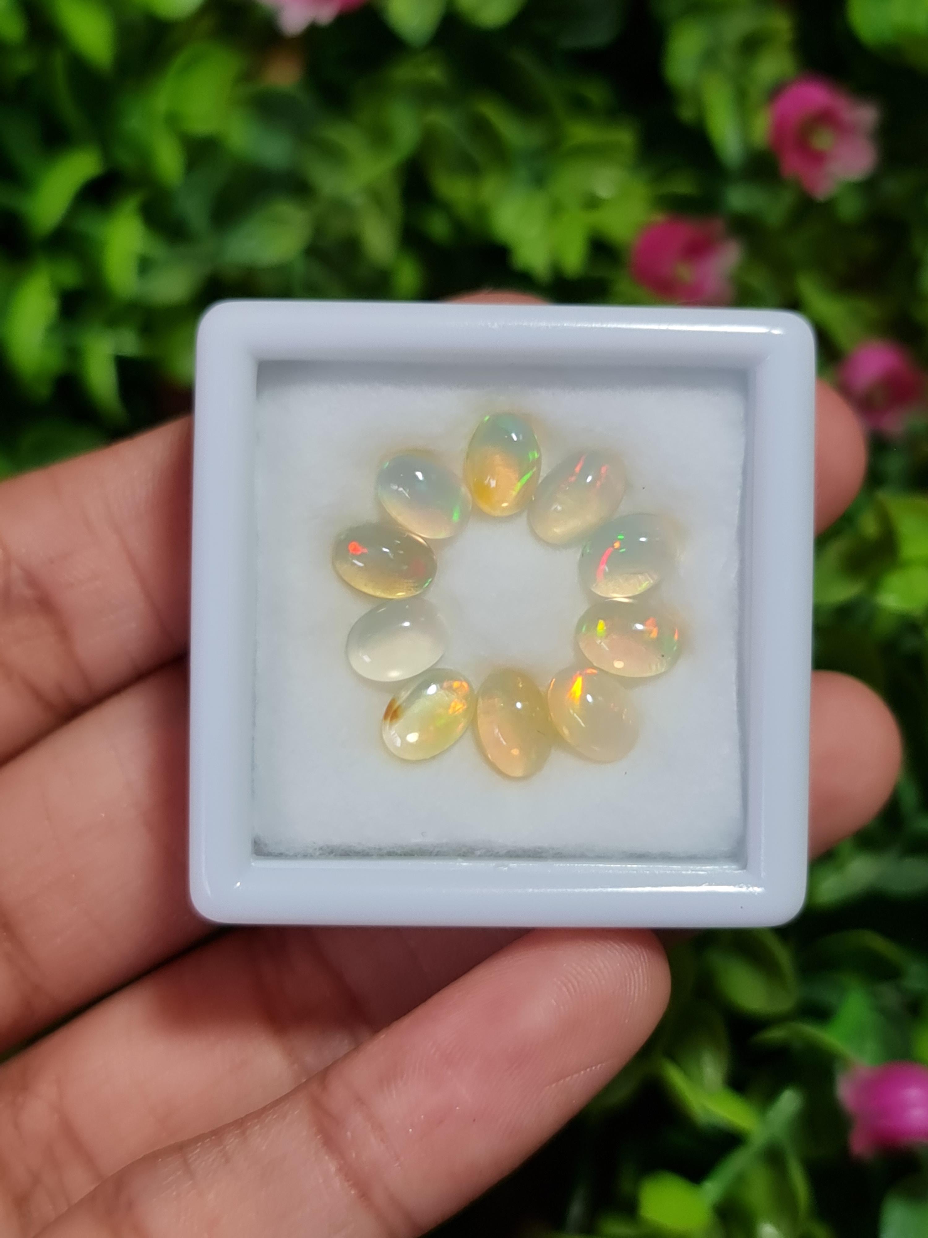 พลอย โอปอล Opal 6.58 กะรัต (Cts.) 10 เม็ด (Pcs.) พลอยแท้ อัญมณีมงคลประจําวันเกิด เครื่องประดับพลอย