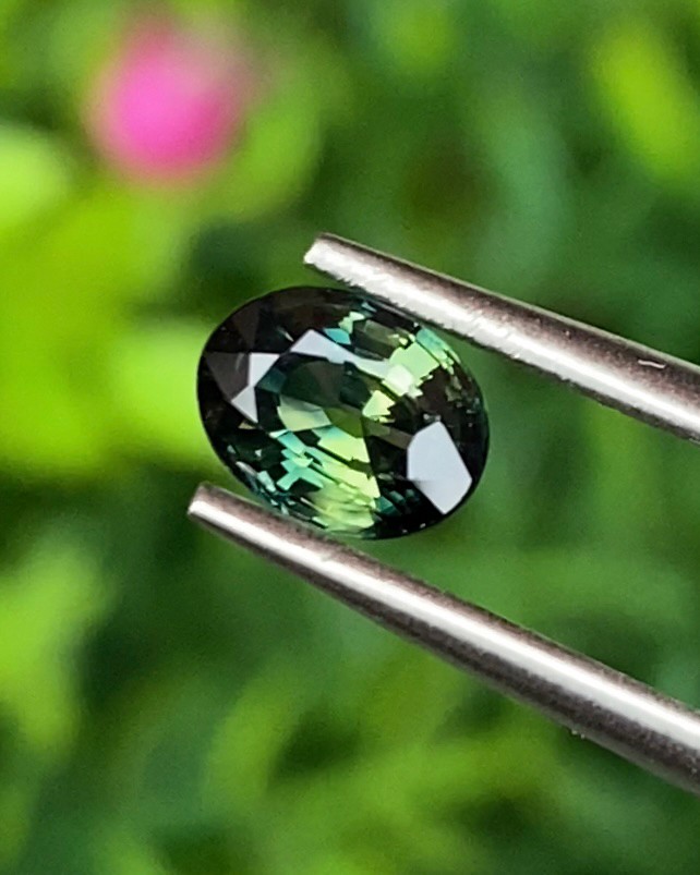 พลอย แซฟไฟร์ 3 สี Tri Color Sapphire 0.85 กะรัต Cts. พลอยแท้ อัญมณีมงคลประจําวันเกิด เครื่องประดับพลอย