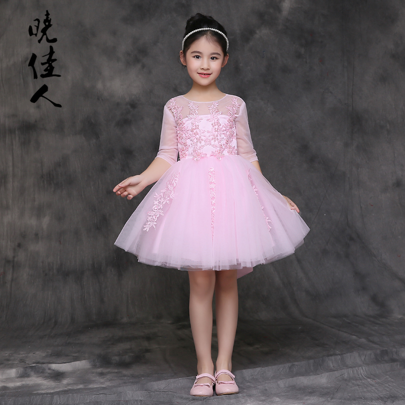 Pre-Order ชุดราตรีเด็ก สไตล์เจ้าหญิง แขนสั้น แขนกุด ปักดิ้น ปักมุก