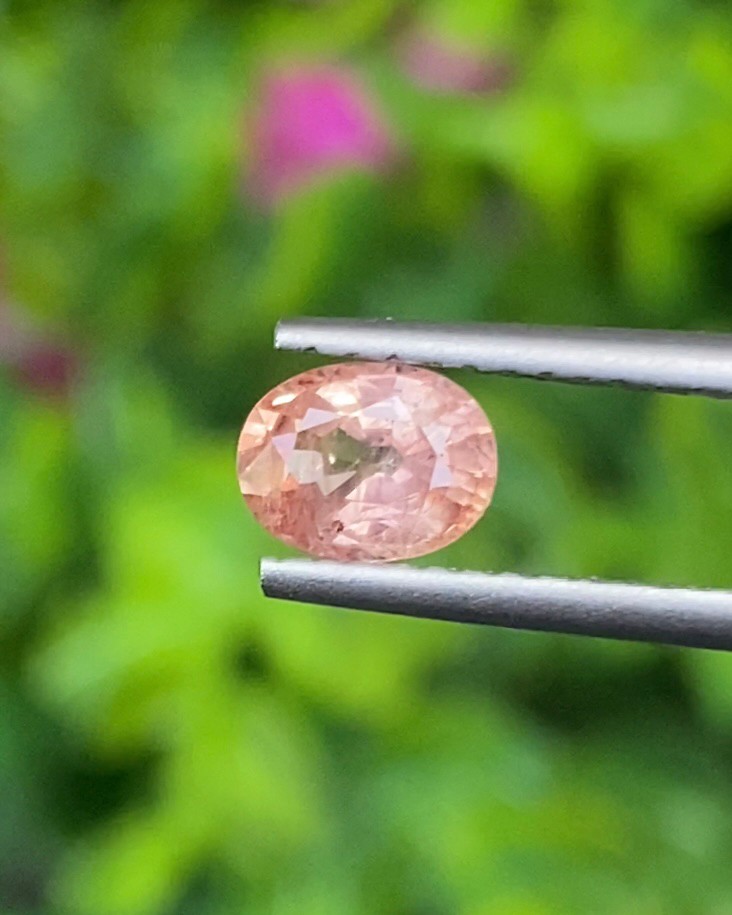 พลอย พัดพารัดชา Padparadscha Sapphire 0.70 กะรัต (Cts.) พร้อมใบเซอร์ พลอยแท้ อัญมณีมงคลประจําวันเกิด เครื่องประดับพลอย