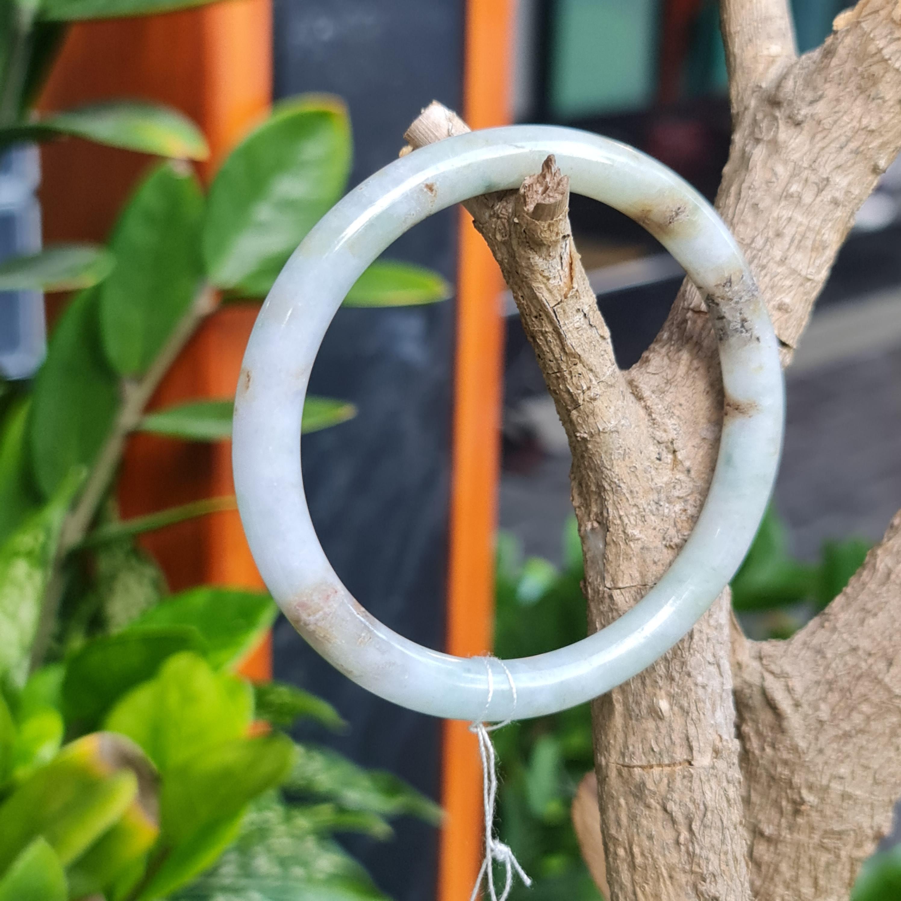 JB6711015 หยก พม่า แท้ Jade กำไลหยก 60.6 มม. (Jadeite bracelet) พม่า (Myanmar)