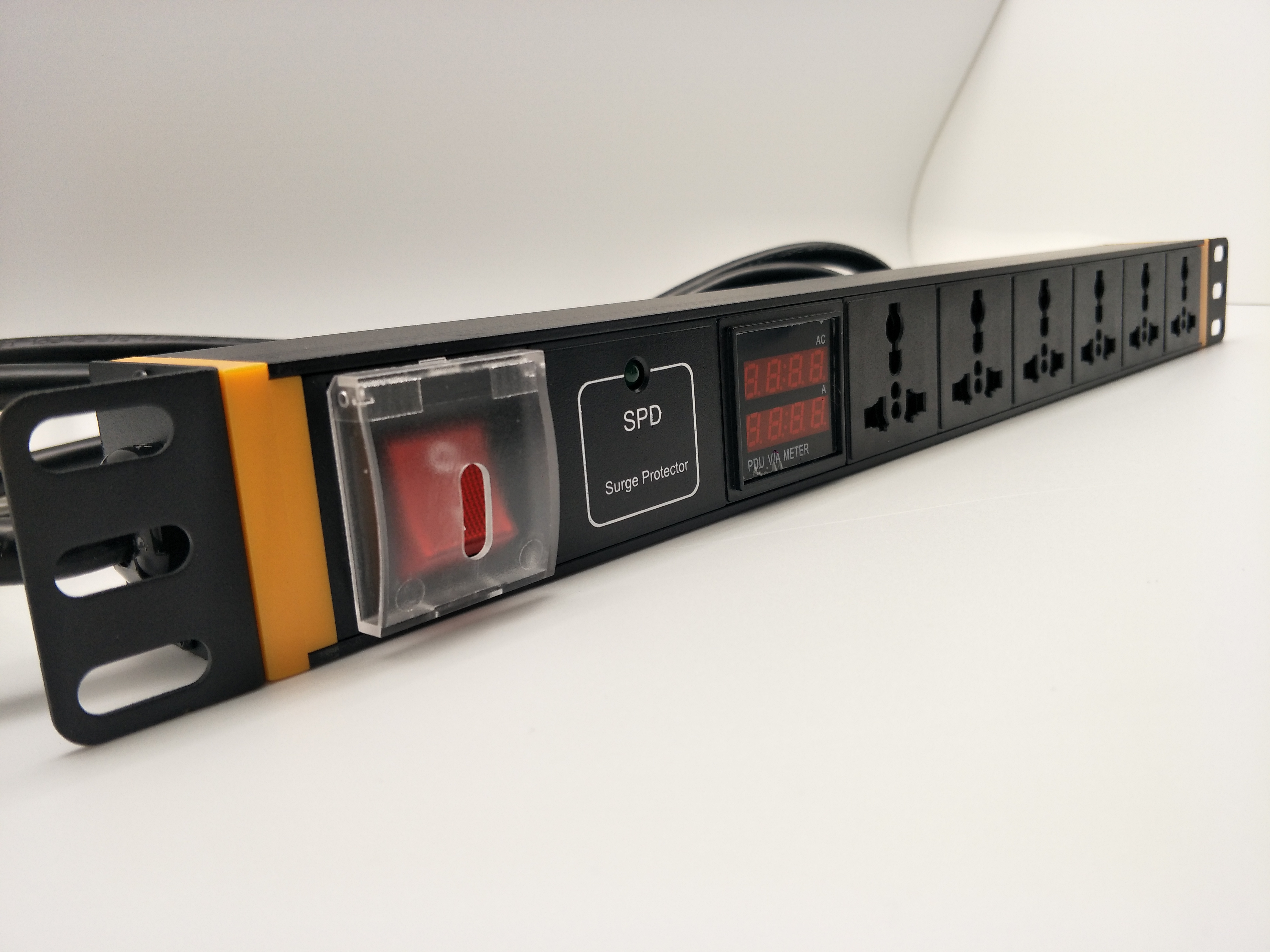 PDU.รางปลั๊กไฟใส่ตู้ 1U RACK AC จอแสดง V/A