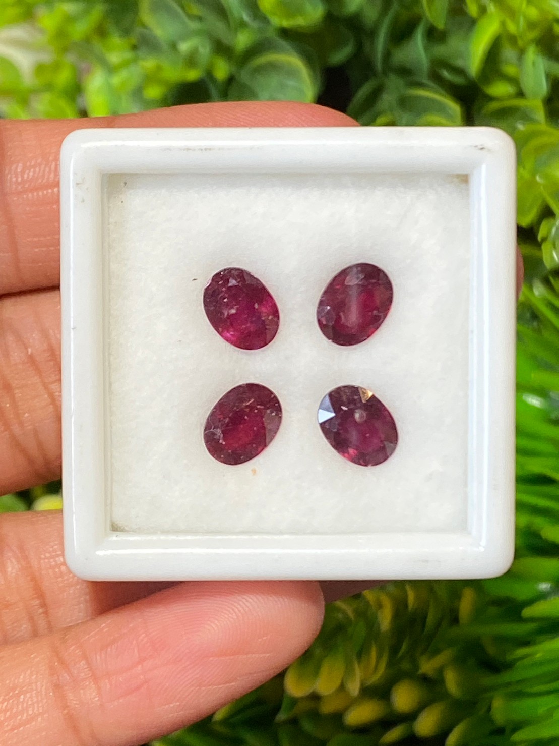 พลอย ทับทิม (Ruby Sapphire) 6.07 กะรัต (Cts.) 4 เม็ด (4 Pcs.) พลอยแท้ อัญมณีมงคลประจําวันเกิด เครื่องประดับพลอย