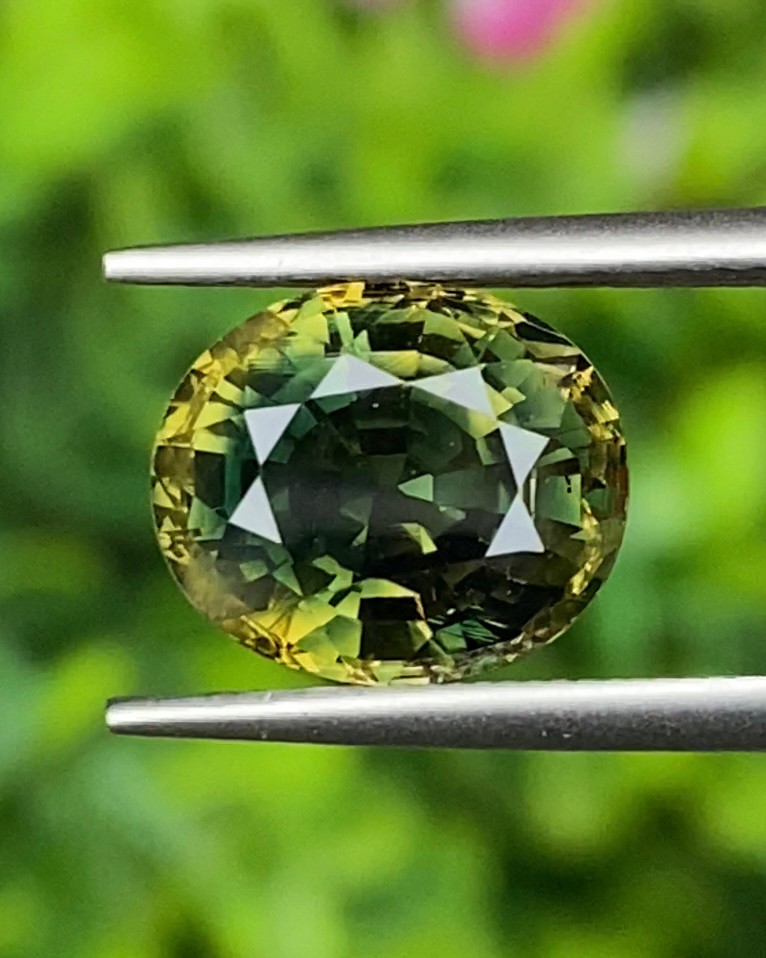 พลอย แซฟไฟร์ 2 สี Bi-Color Sapphire 5.59 กะรัต (Cts.) พร้อมใบเซอร์ พลอยแท้ อัญมณีมงคลประจําวันเกิด เครื่องประดับพลอย